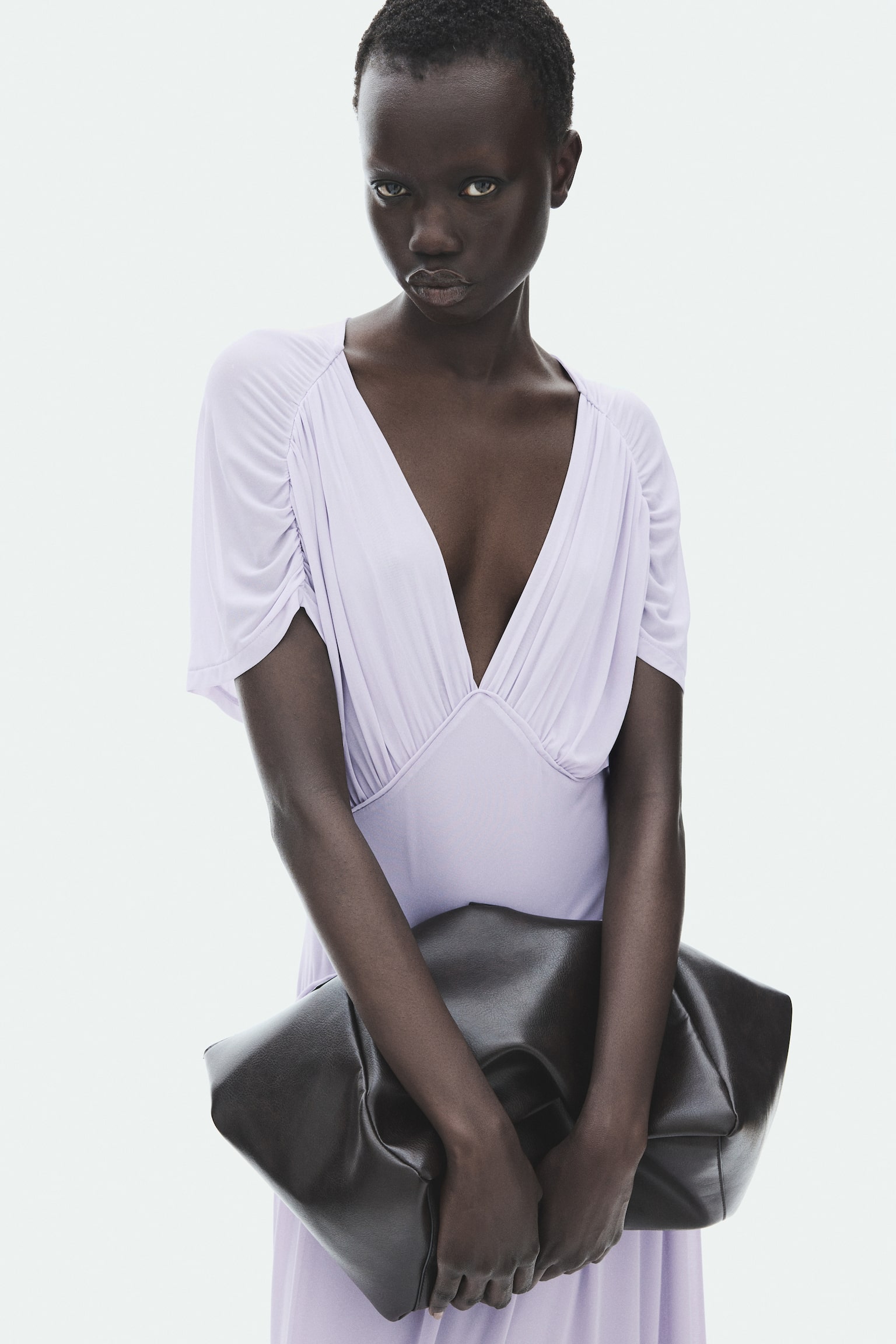 Sheer jersey midi dress - Light purple/Yellow - 1