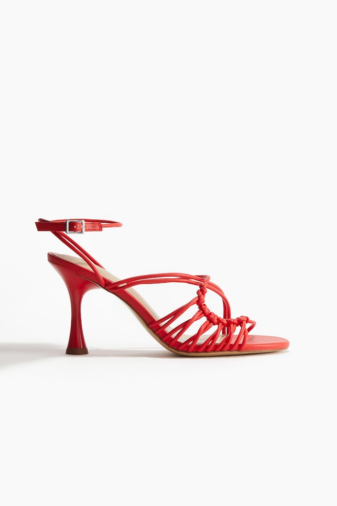 Heeled strappy sandals - Red/Silver-coloured - 1