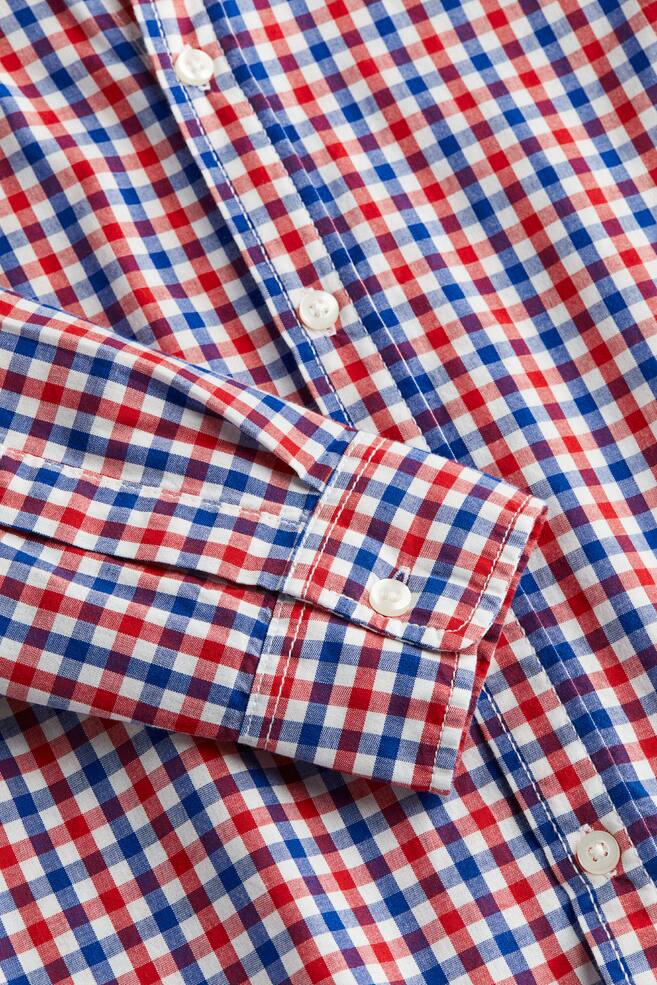 Långärmad skjorta i poplin - Röd/Rutig/Ljusblå/Randig - 5