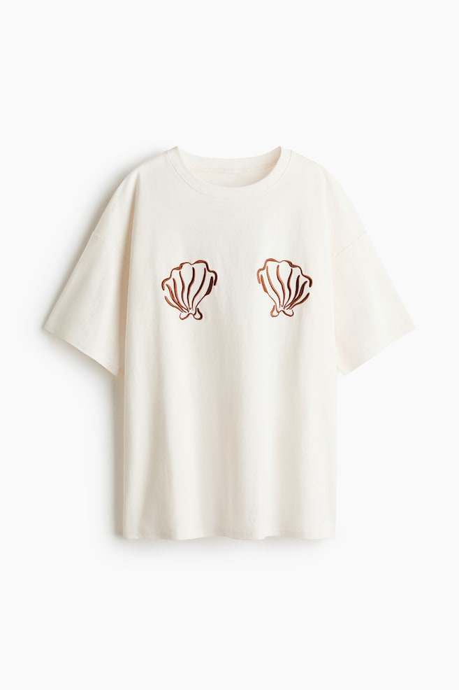Oversized Printed T-Shirt - Cream/seashells/White/palm trees/Cream/Ocean Soul/Gray melange/striped/Dark gray/palm tree/Dark brown/sun/Blue/Vitamin Sea/Light turquoise/Del Mare/Pale yellow/The New Issue/Light yellow/Vacanze/Light green/The Perfect Matcha/Light turquoise/sardines/Dark brown/Bahía Feliz/Dark turquoise/Palo Alto - 1