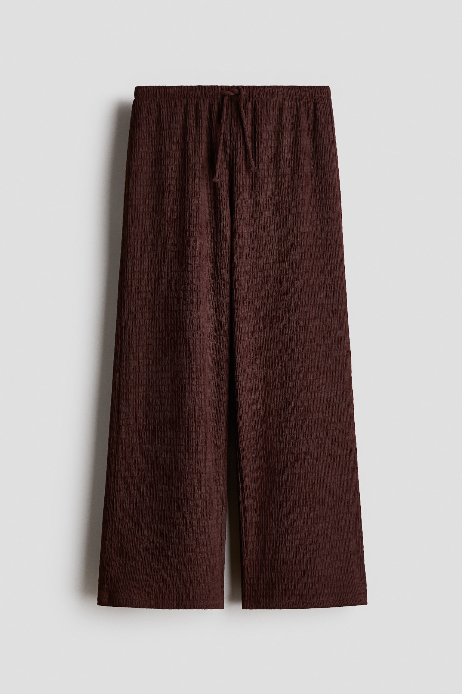 Pantaloni din jerseu texturat - Maro-închis/Negru/Verde-prăfuit deschis/Alb/flori albastre/Negru/Crem/motive/Alb/flori/Roz - 1