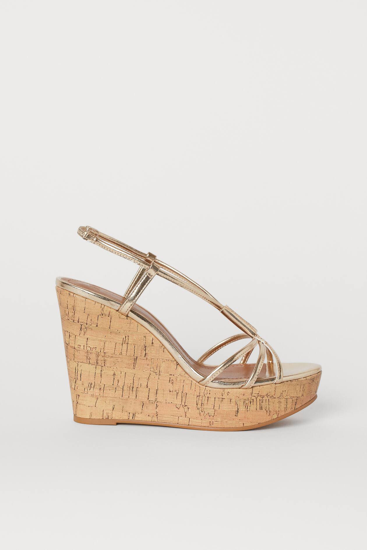 Heels Gold Color Wedges Wedge-heel Sandals Gold-coloured Ladies H&M AU - Main Image