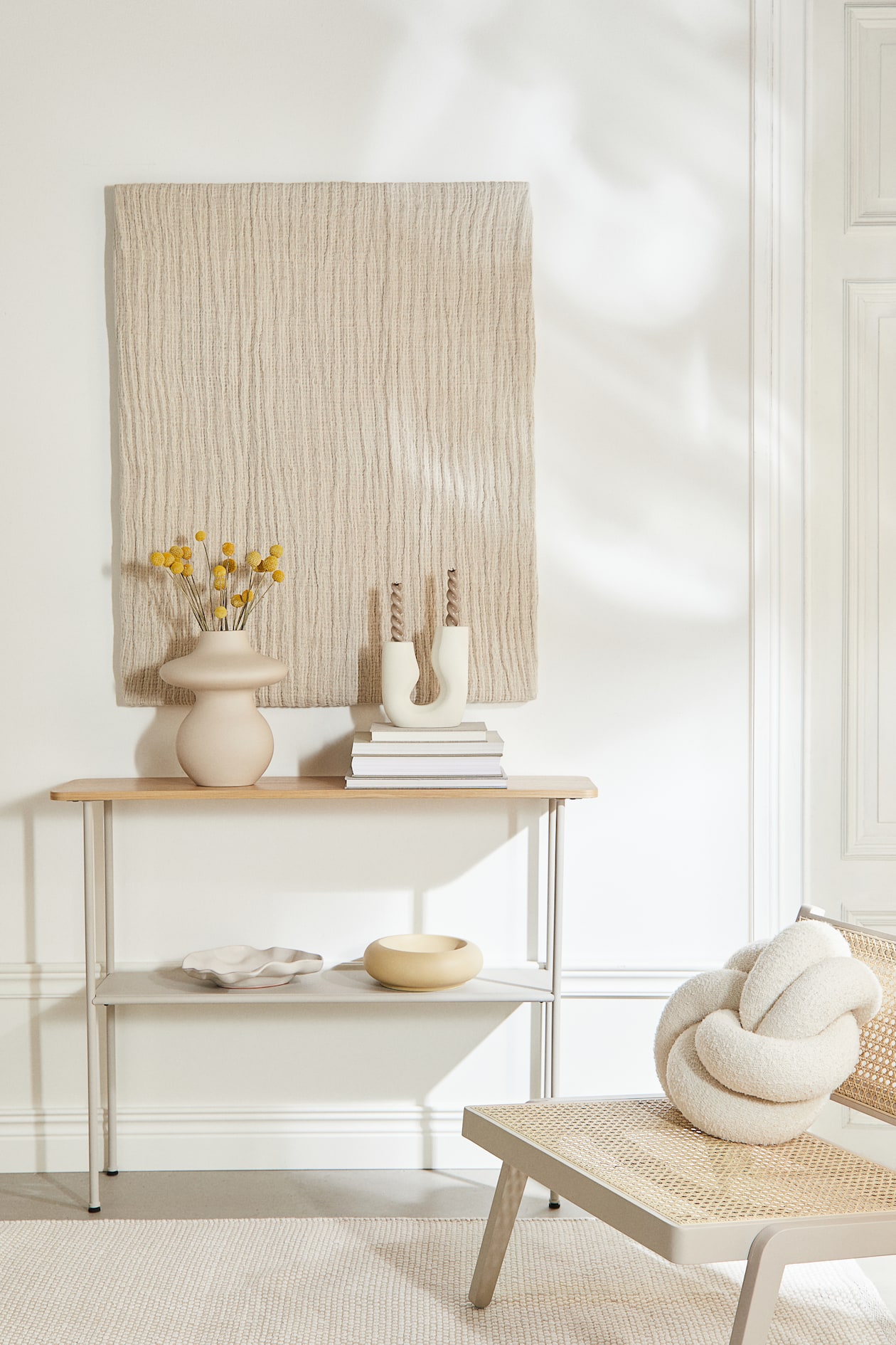 Light beige Tall Metal Side Table at H&M Home | H&M US