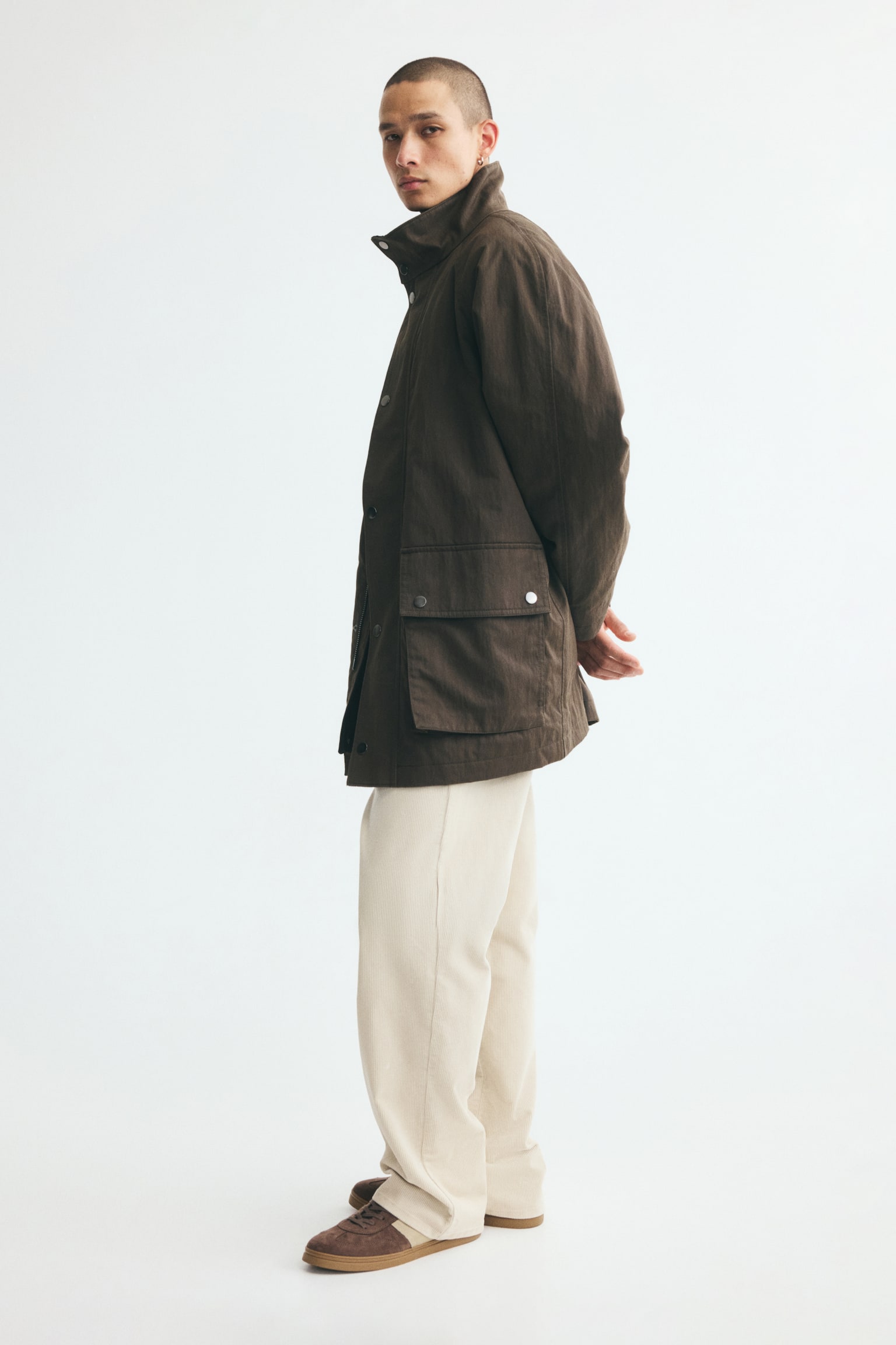 Мужская куртка H&M Twill, цвет: Тёмный хаки зелёный — фото 6