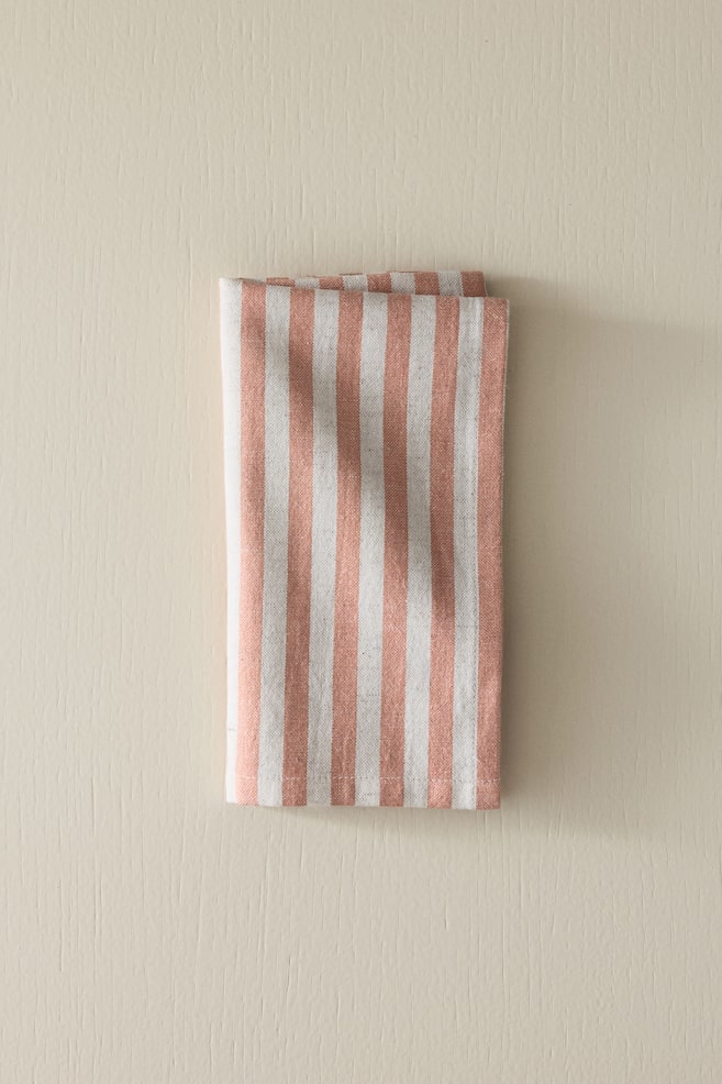 4-pack cotton napkins - Terracotta/Striped/Beige/Striped/Beige/Gingham check/Dark brown/Gingham check/Dark brown/Striped - 2