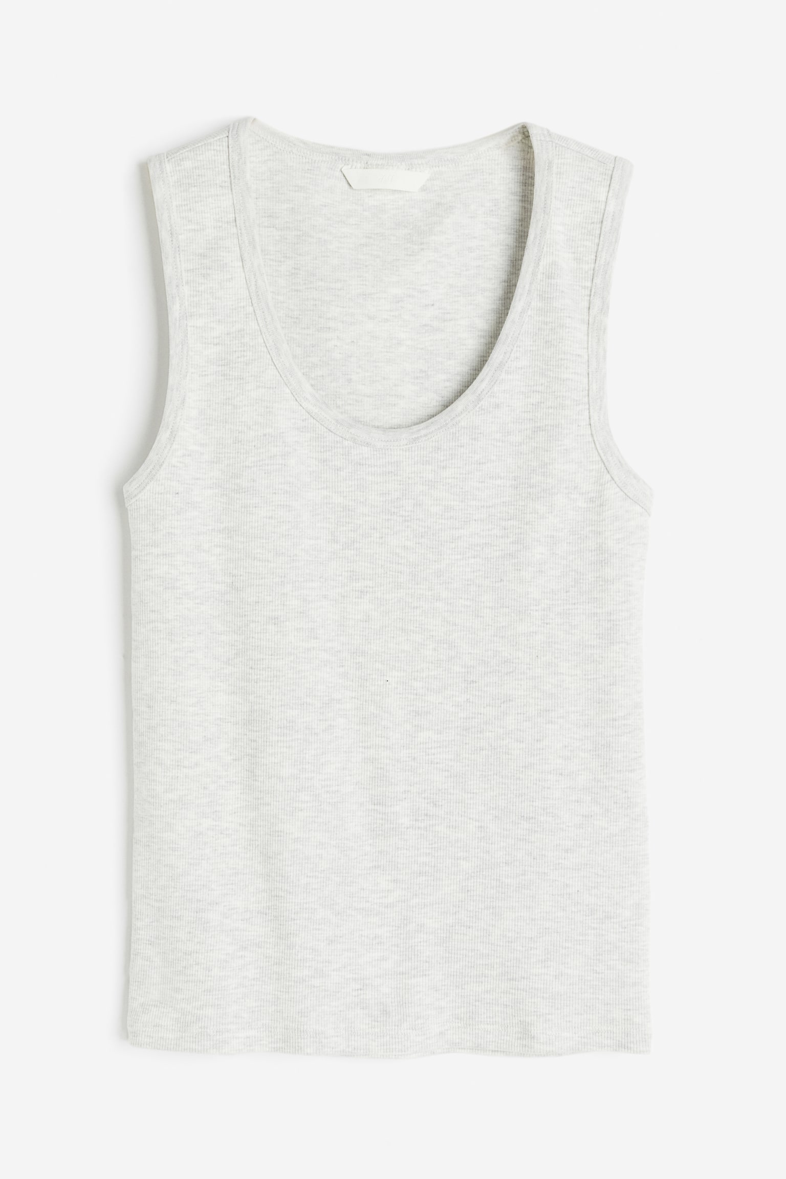 Ribbed vest top - Light grey marl/White/Black - 1