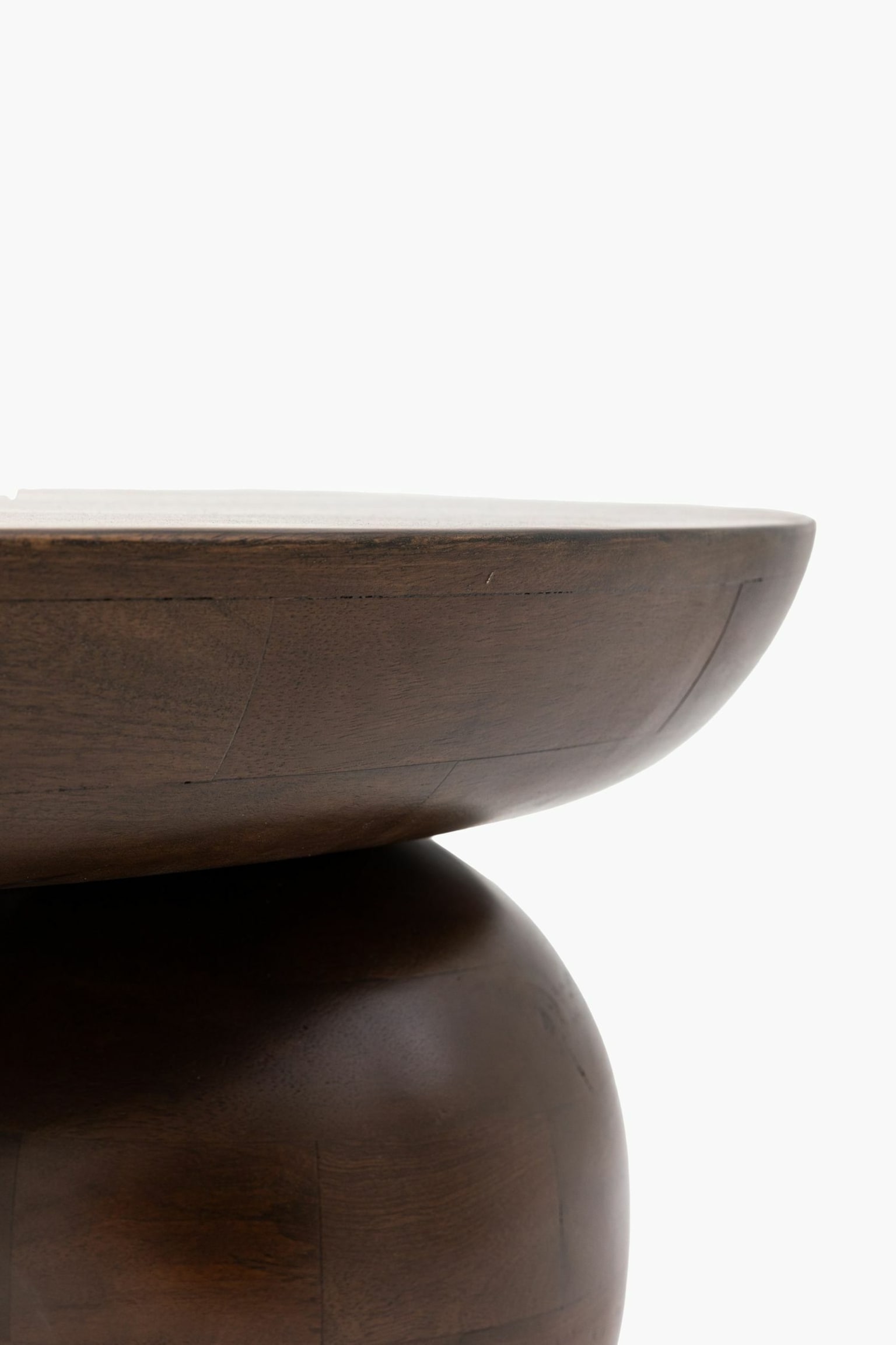 Mango Wood Round Coffee Table - Dark Wood - 3