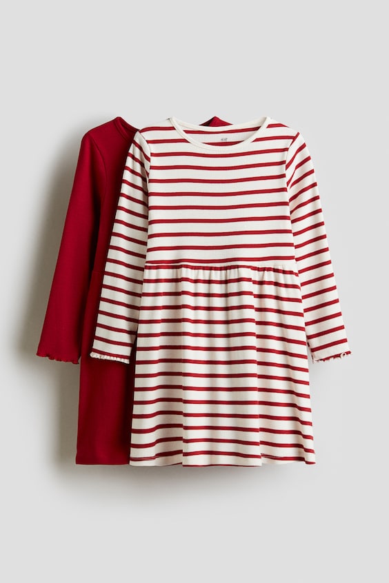 Детские платья H&M 2-Pack Ribbed Cotton Dresses