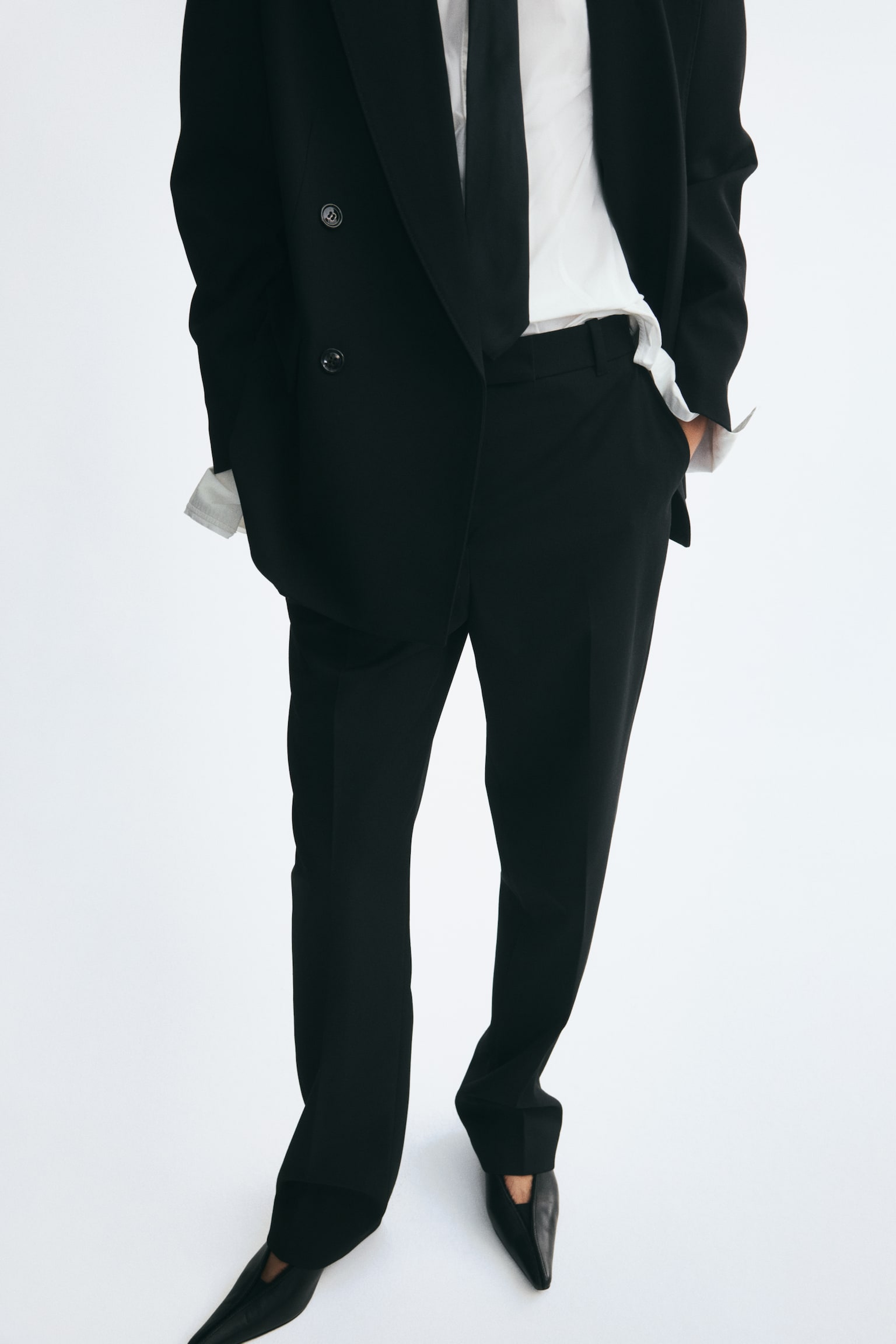 Женские брюки H&M Wool-Blend Dress Pants, цвет: Чёрный — фото 3