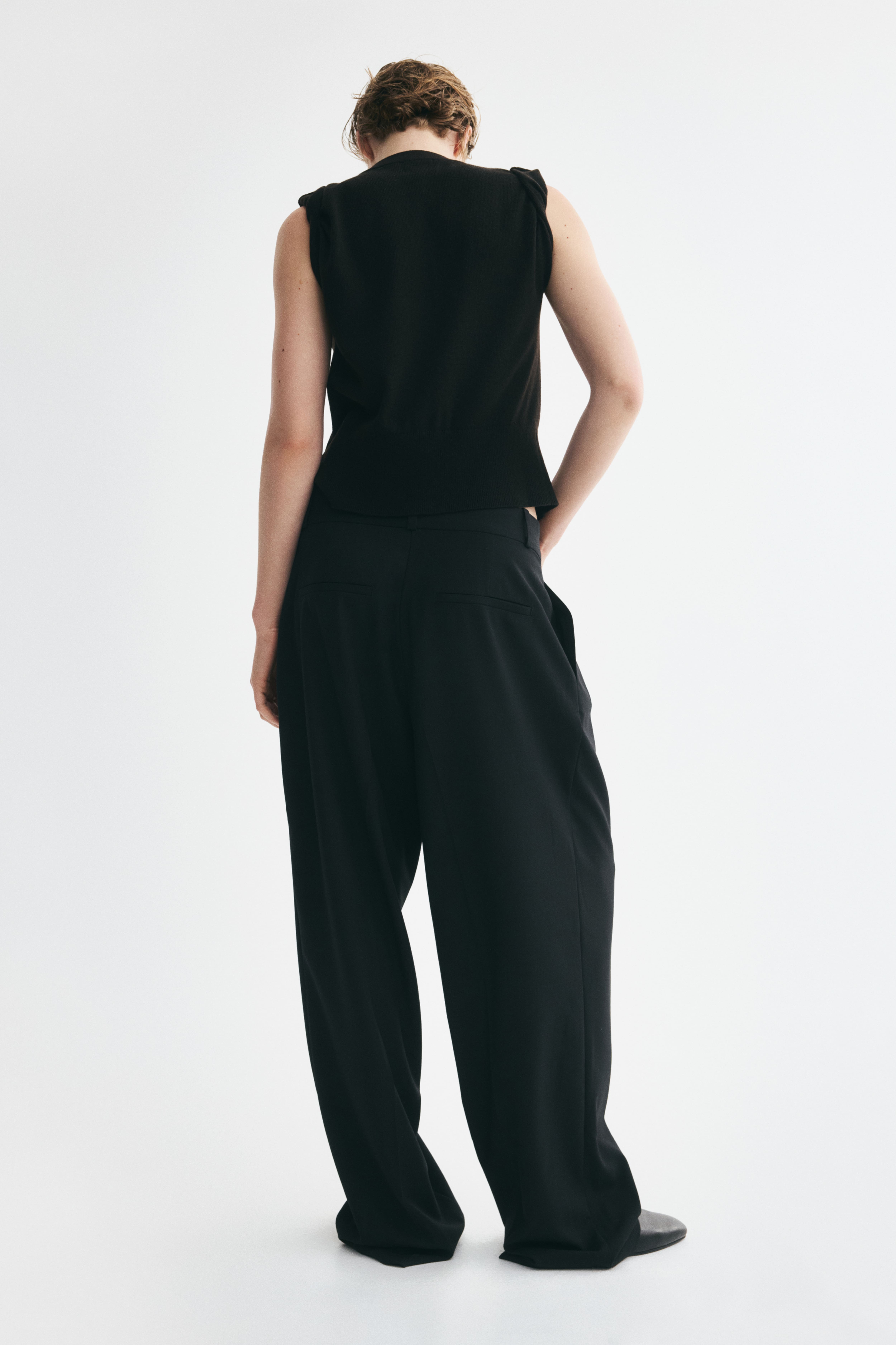 Wide-Leg Pleated Pants