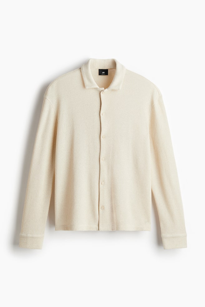Camisa en punto texturizado Regular Fit - Beige claro - 1