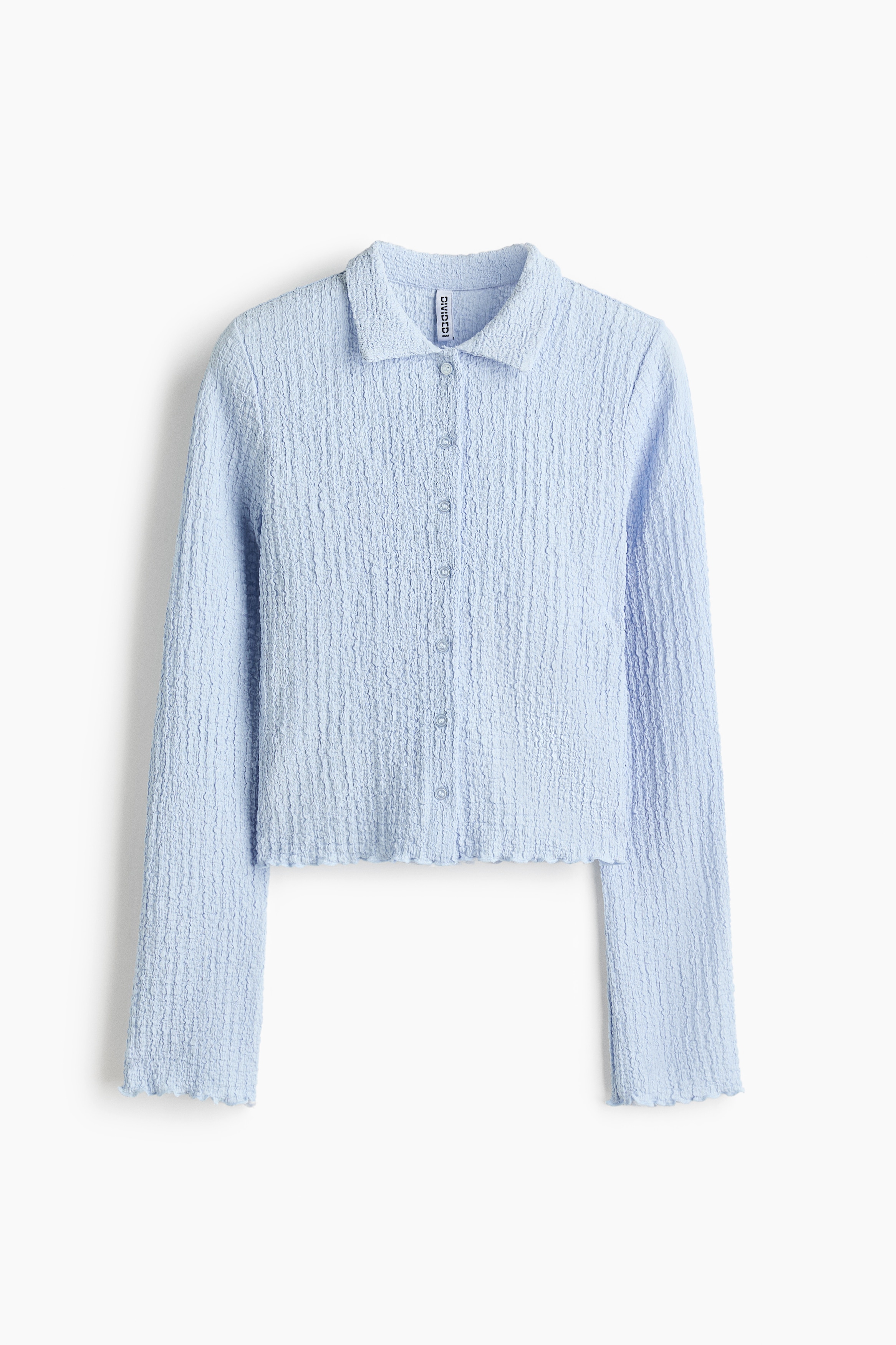 Textured jersey top - Light blue/White