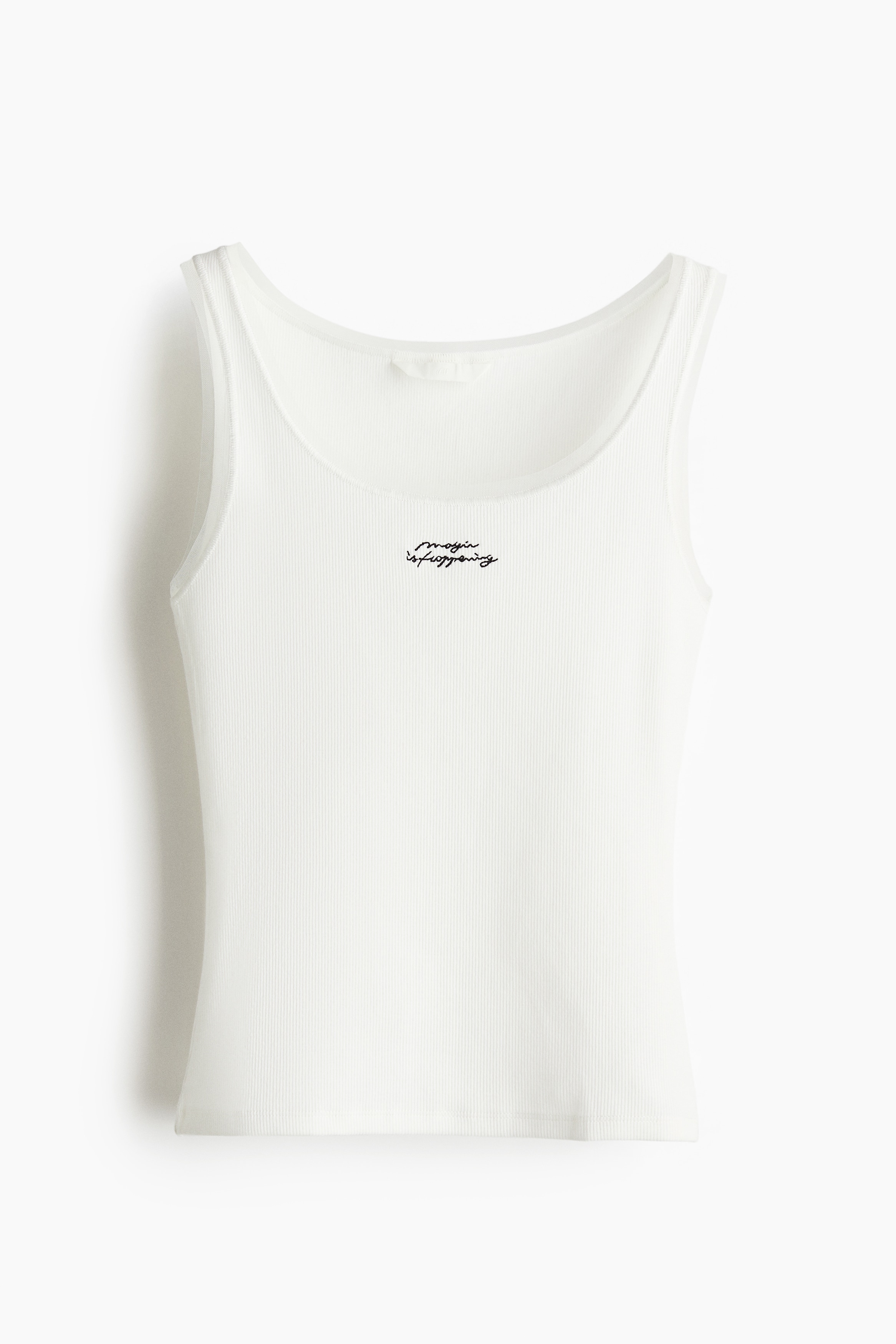 메쉬 트리밍 슬리브리스 탑 - 화이트/그레이 멜란지/Sublime/라일락/Passion