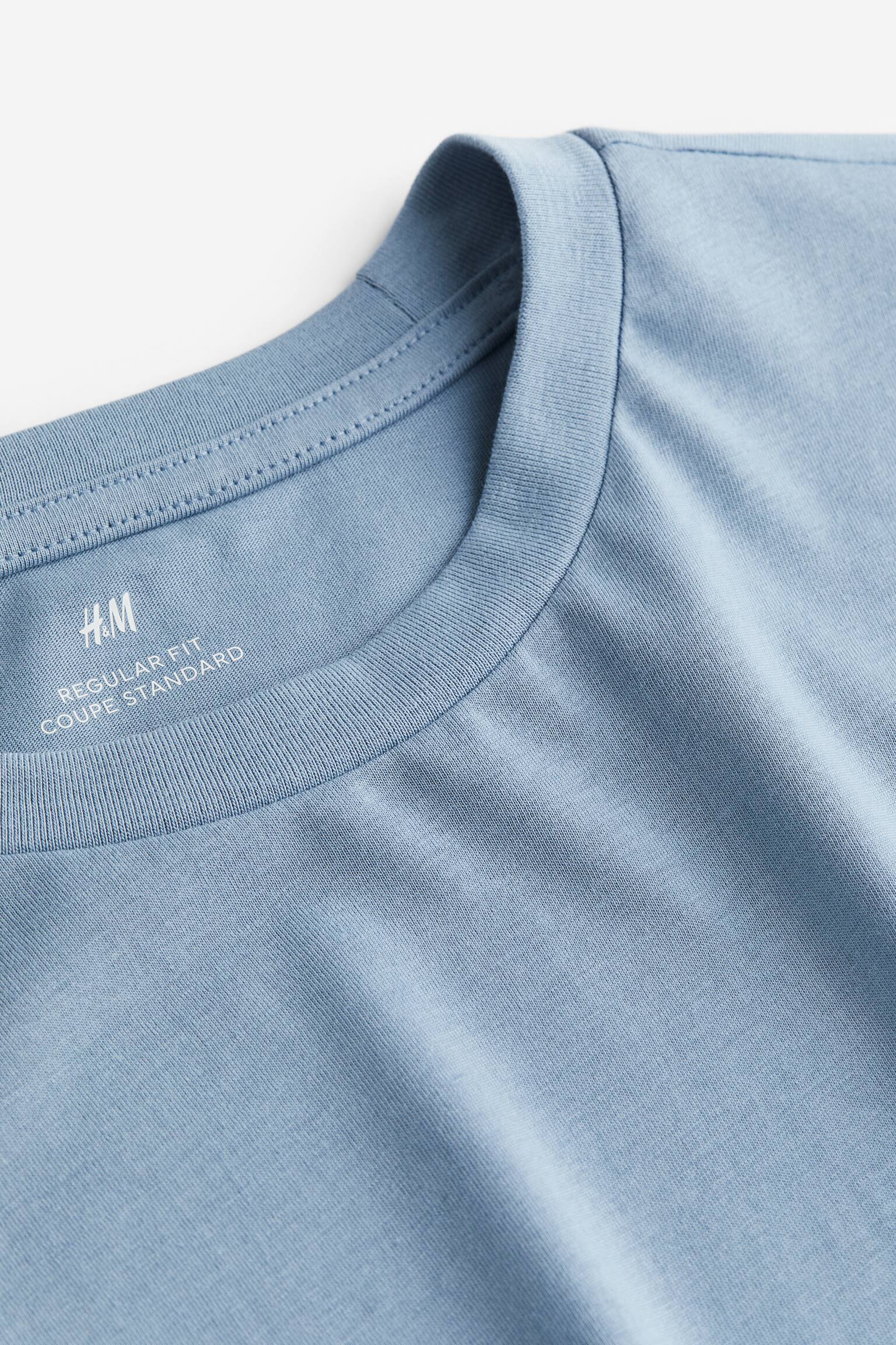 Áo thun Regular Fit - Màu xanh dương nhạt/Màu xanh lá rừng/Màu trắng/Màu xanh lá rừng/Màu xanh tím than/Màu be nhạt/Màu xám đốm/Màu đen - 2