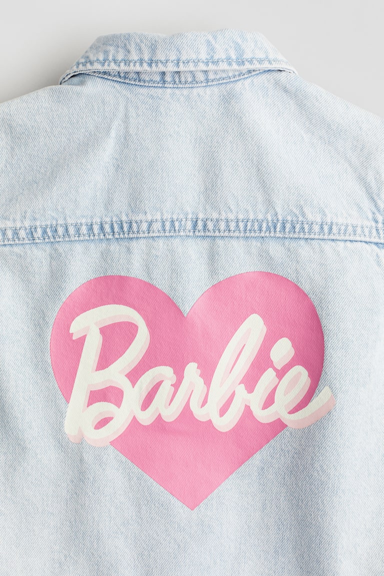 Printed denim jacket Light denim blue/Barbie Kids H&M MY