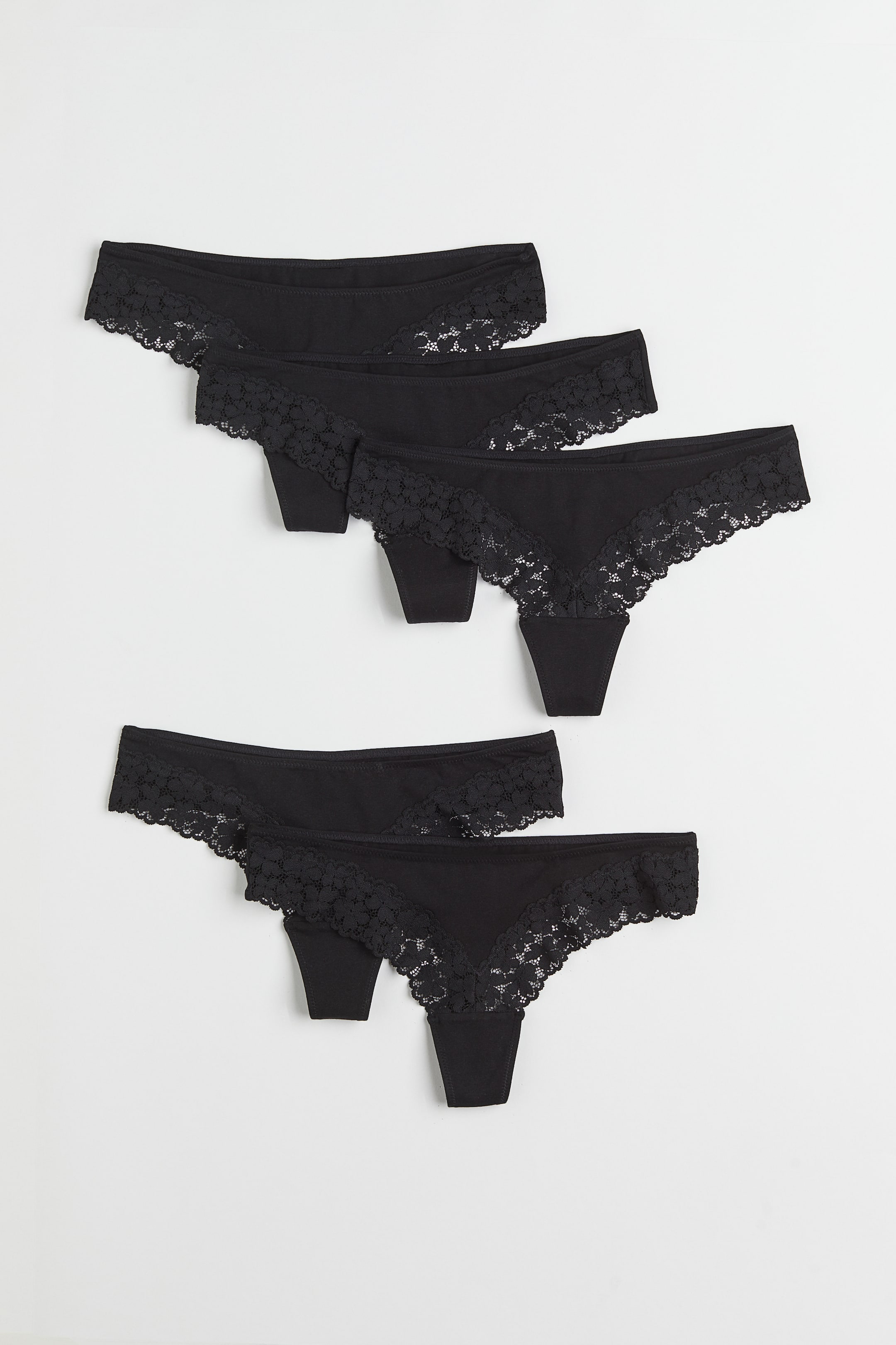 5pack Thong Briefs Low waist Black Ladies H&M US