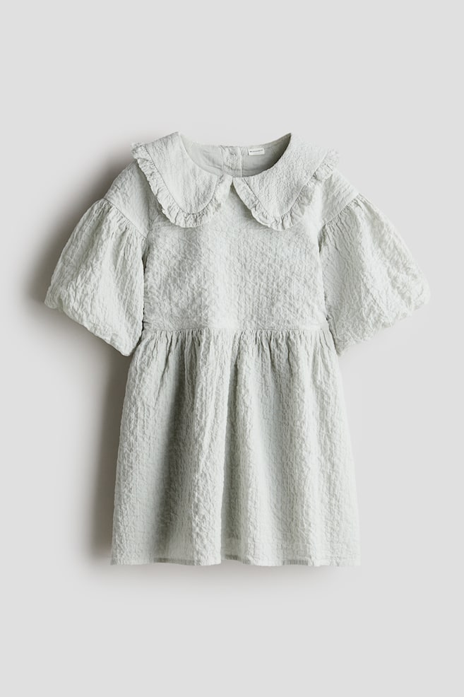 Robe en seersucker de coton - Vert kaki clair - 1