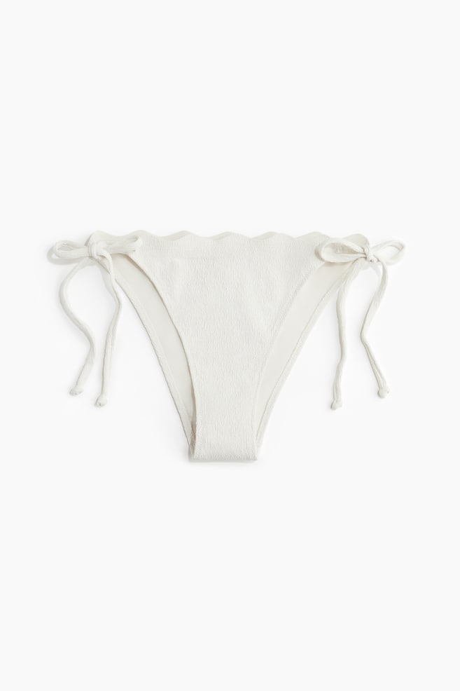 Tie tanga bikini bottoms - White/White/Black patterned/Turquoise - 1