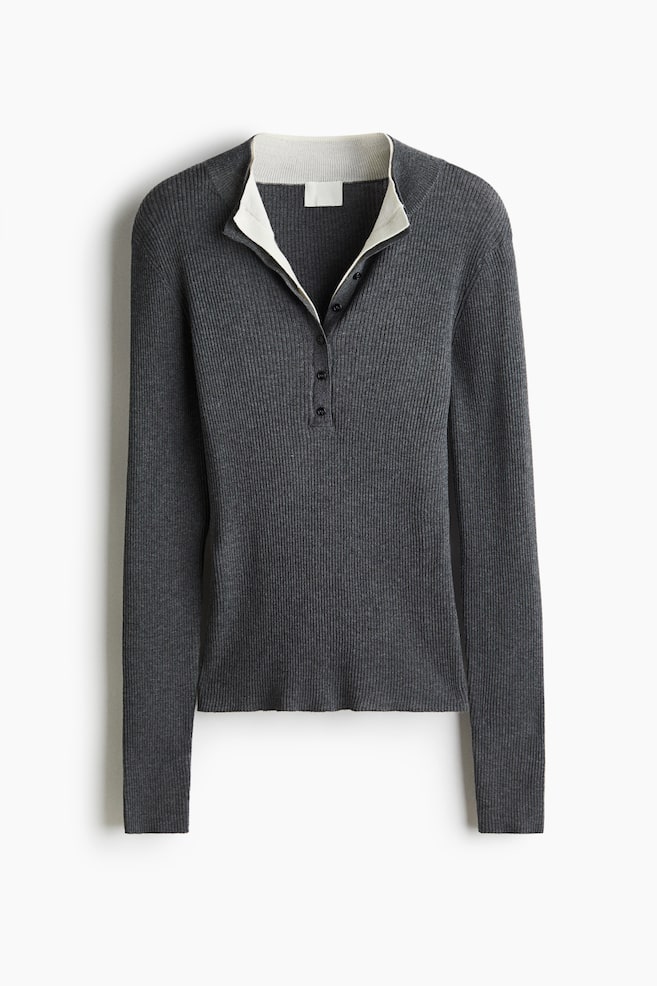 Pullover in maglia a coste - Grigio scuro - 1