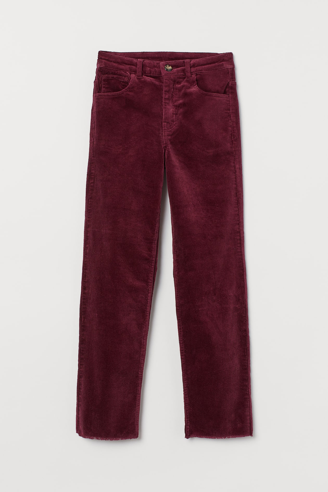 Ankle-length Corduroy Pants - High waist - Ankle-length - Burgundy ...