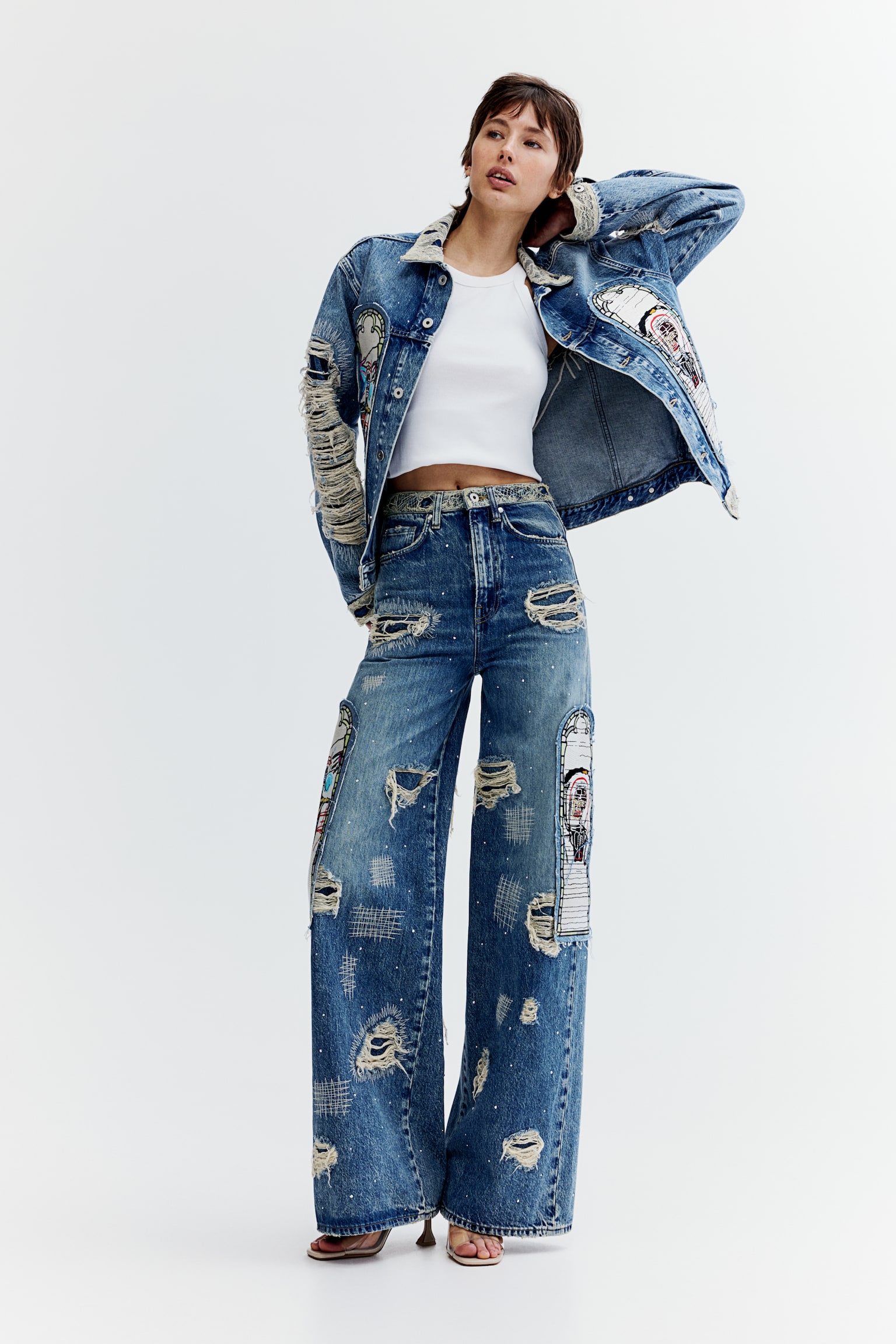 Straight Relaxed High Jeans - Denim blue/Basquiat - 1