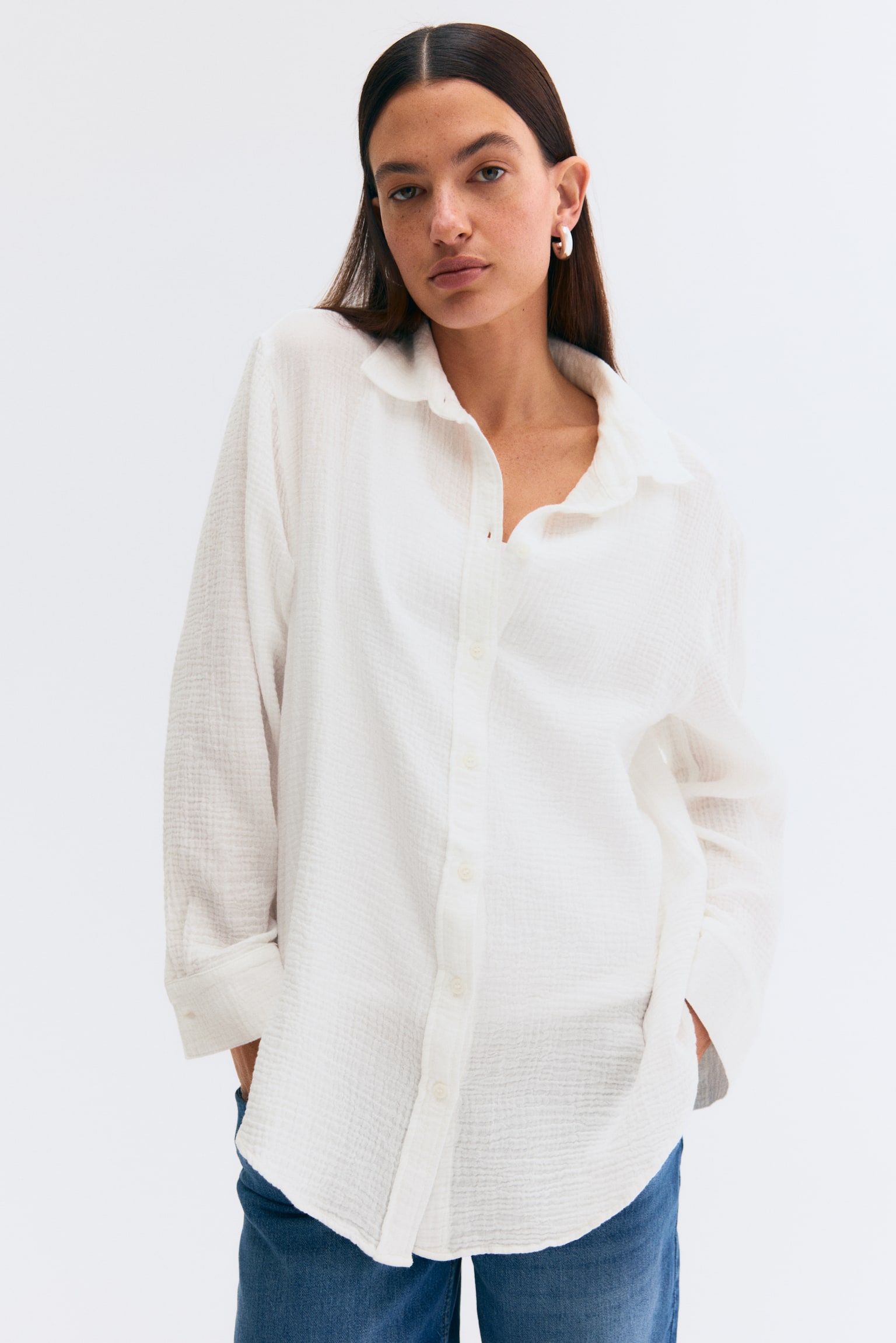MAMA Before & After Muslin shirt - White/Dark khaki green/Beige/Striped - 3