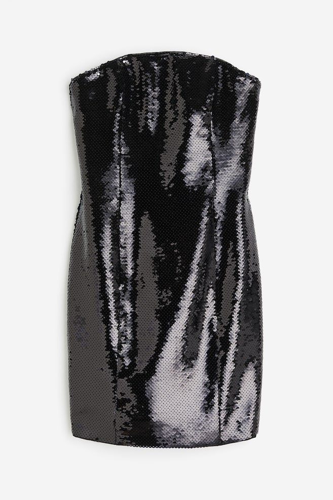 Bandeau-Kleid mit Pailletten - Schwarz - 2