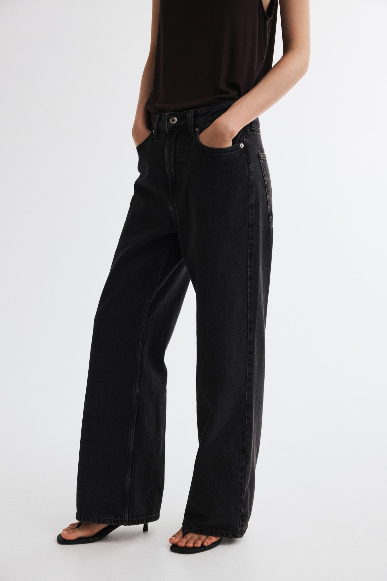 Женские джинсы H&M Ava Ultra High Rise Wide Leg, цвет: Чёрный — фото 5