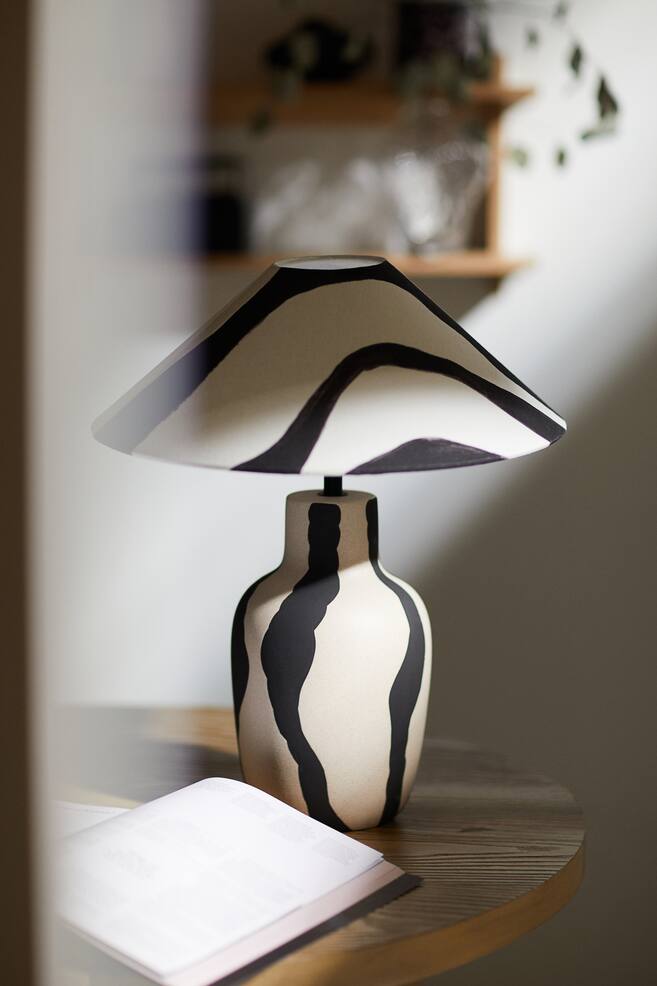 Lampfot i keramik - Ljusbeige/Svartmönstrad - 2