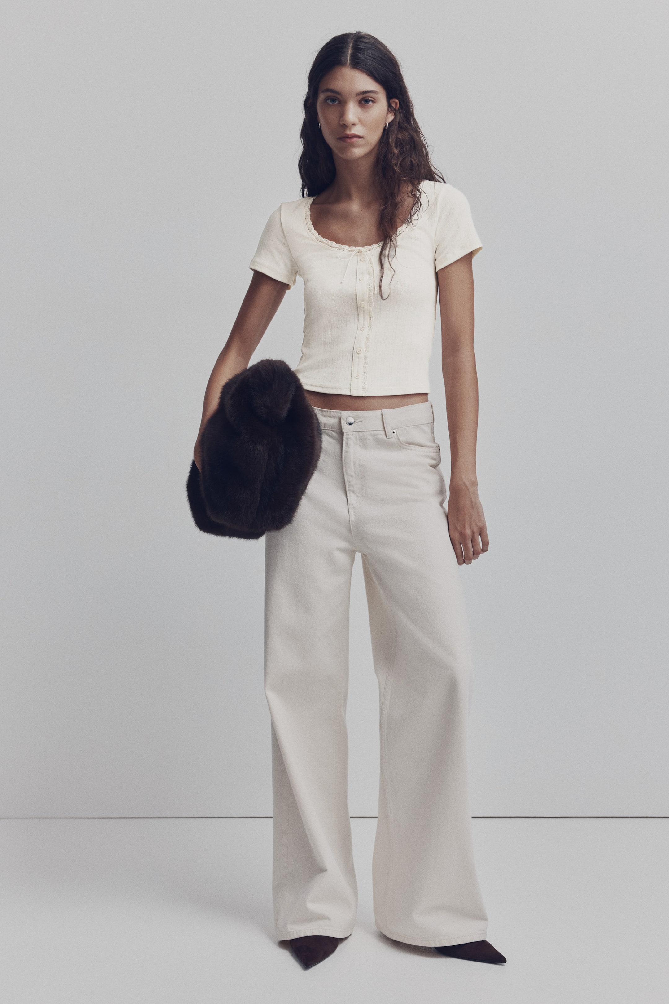 View larger image: Lace-trimmed top - Cream - Ladies | H&M IN 2