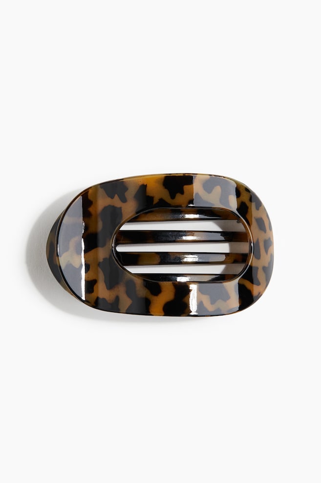 Ovale Haarklammer - Dunkelbeige/Leopardenprint - 1