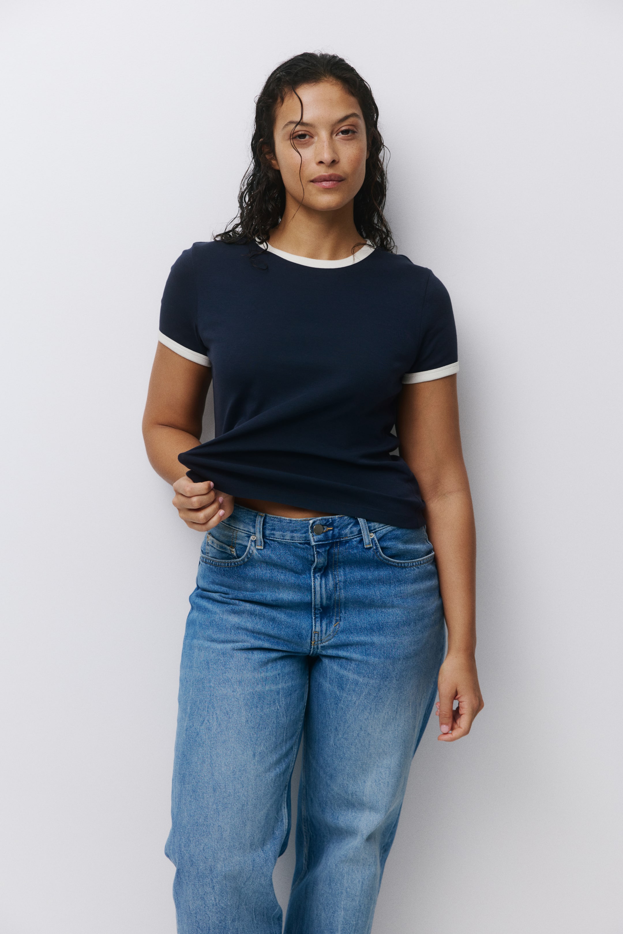 View larger image: Cotton T-shirt - Navy blue - Ladies | H&M 1