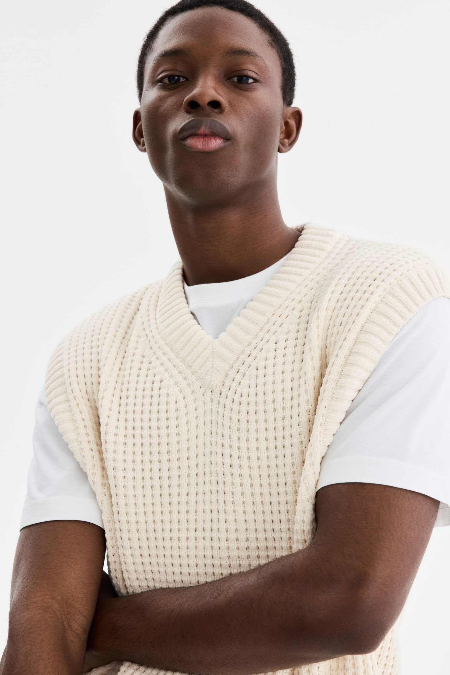Regular Fit Sweater vest - White/Black/Dark brown - 5