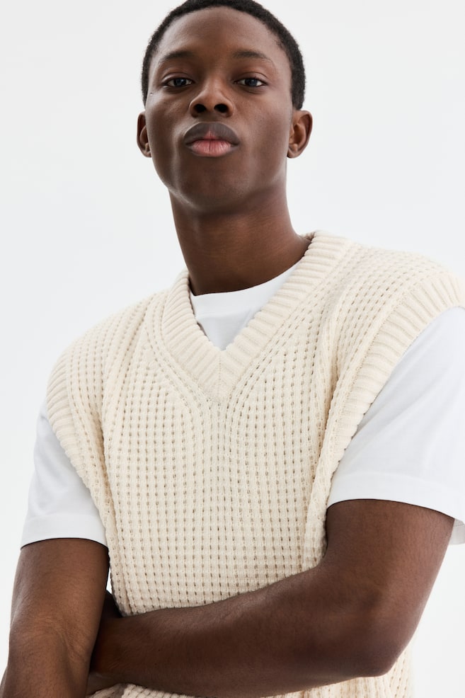 Regular-Fit Sweater Vest - White/Dark brown - 5