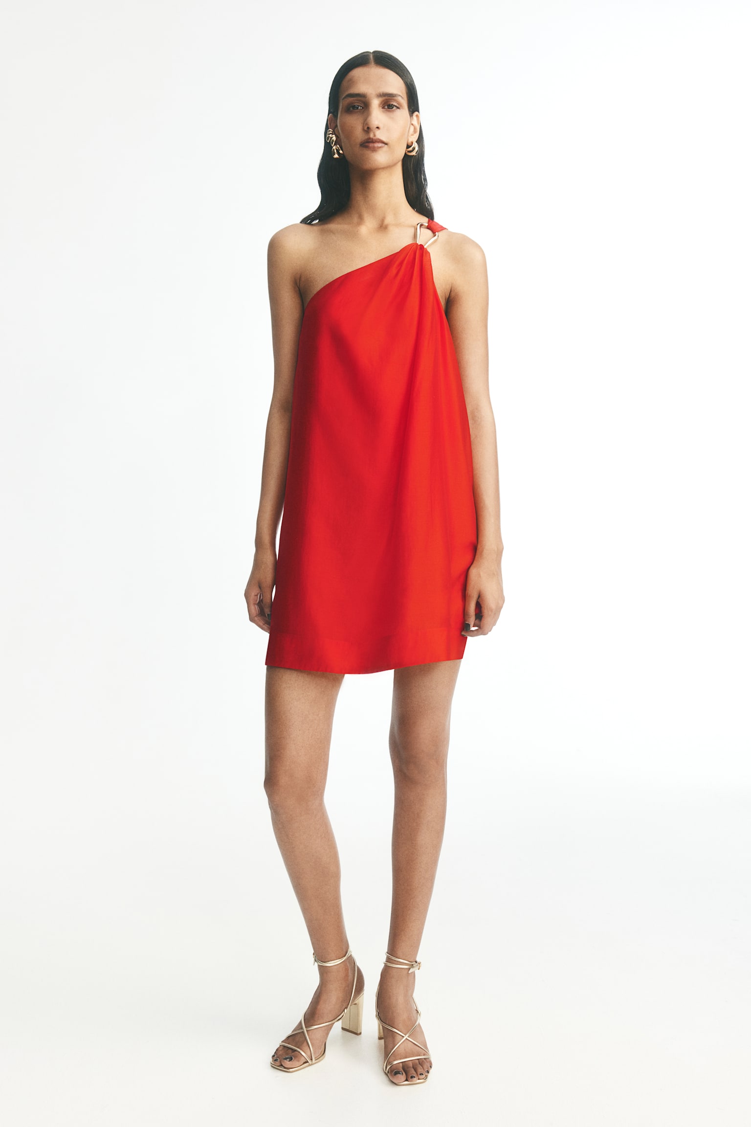 One-shoulder mini dress - Bright red - 3