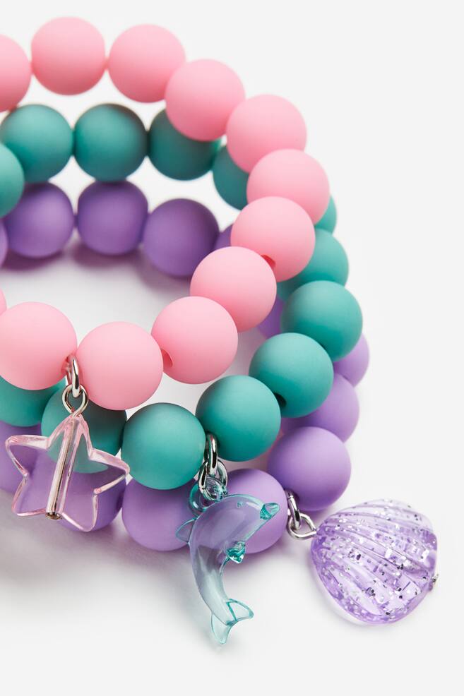 3-pack beaded bracelets - Pink/Purple/Turquoise/Orange/Cerise/Yellow - 2