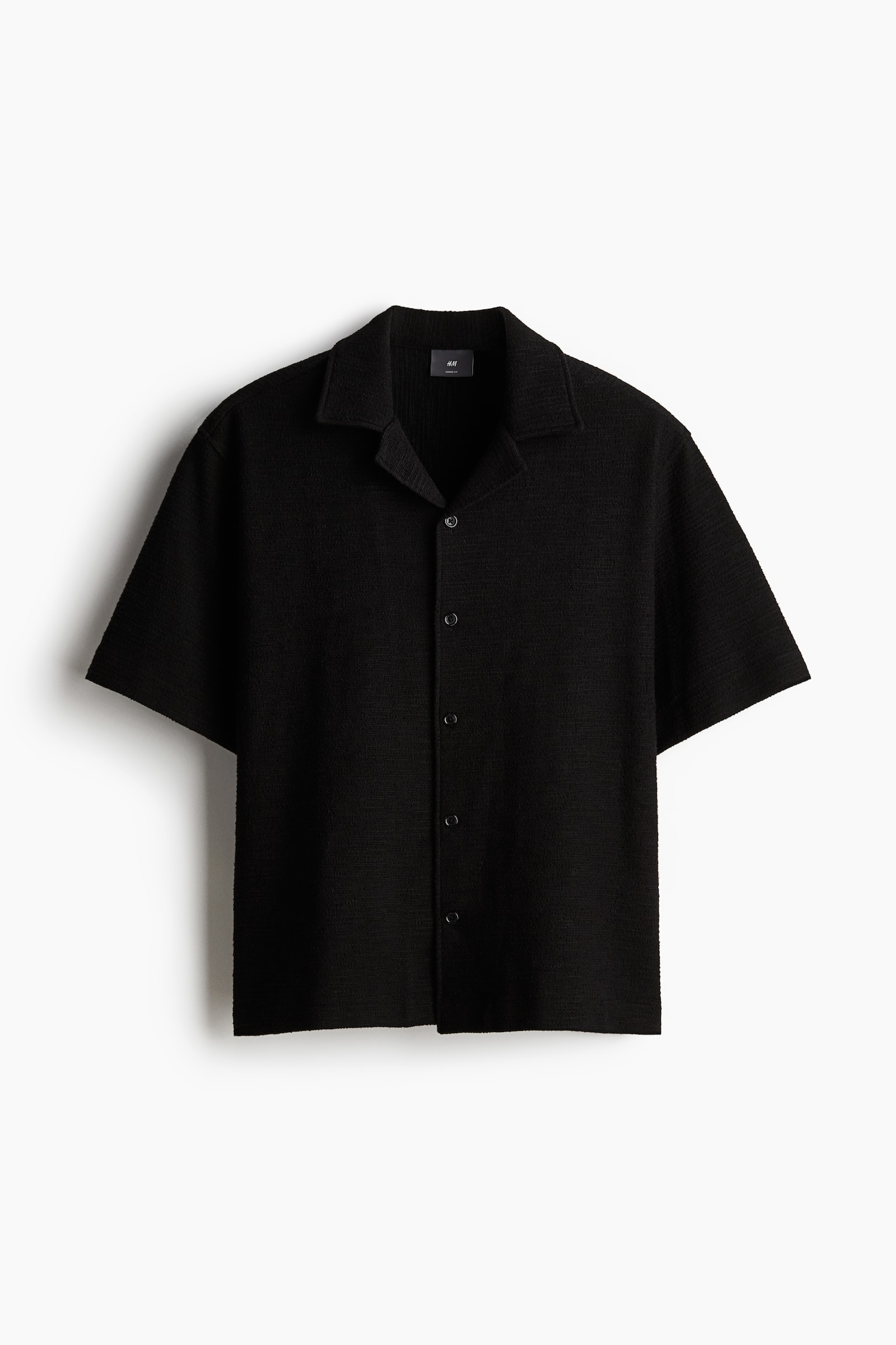 Loose Fit Textured resort shirt - Black/Cream - 2