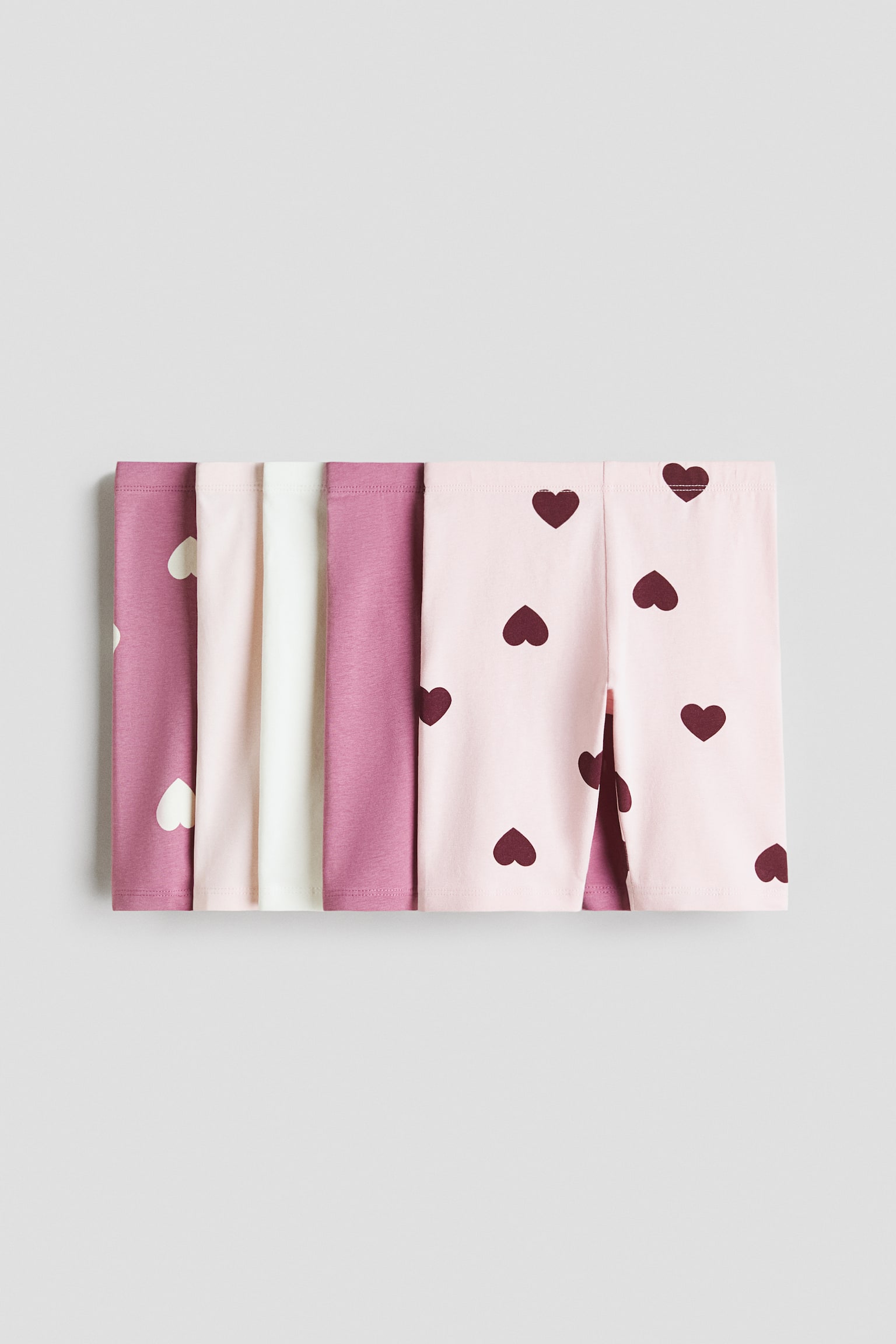 5-pack cotton cycling shorts - Light pink/Hearts/Light purple/Light dusty blue/Pink/Yellow/Purple/Pink/White/Beige/Black - 1