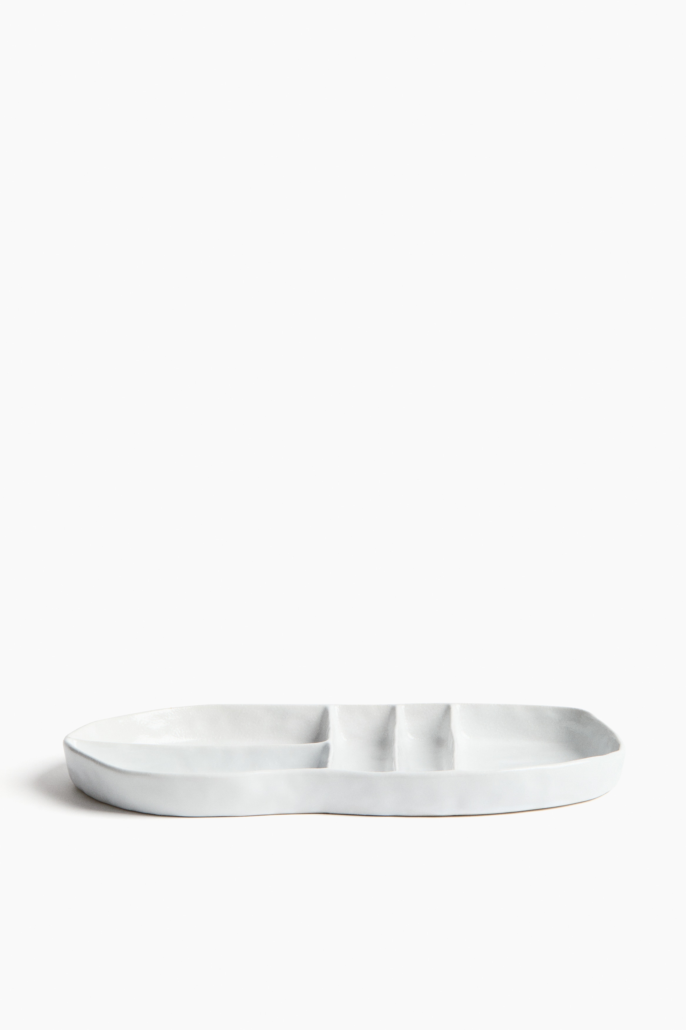 Large speckled serving plate - White