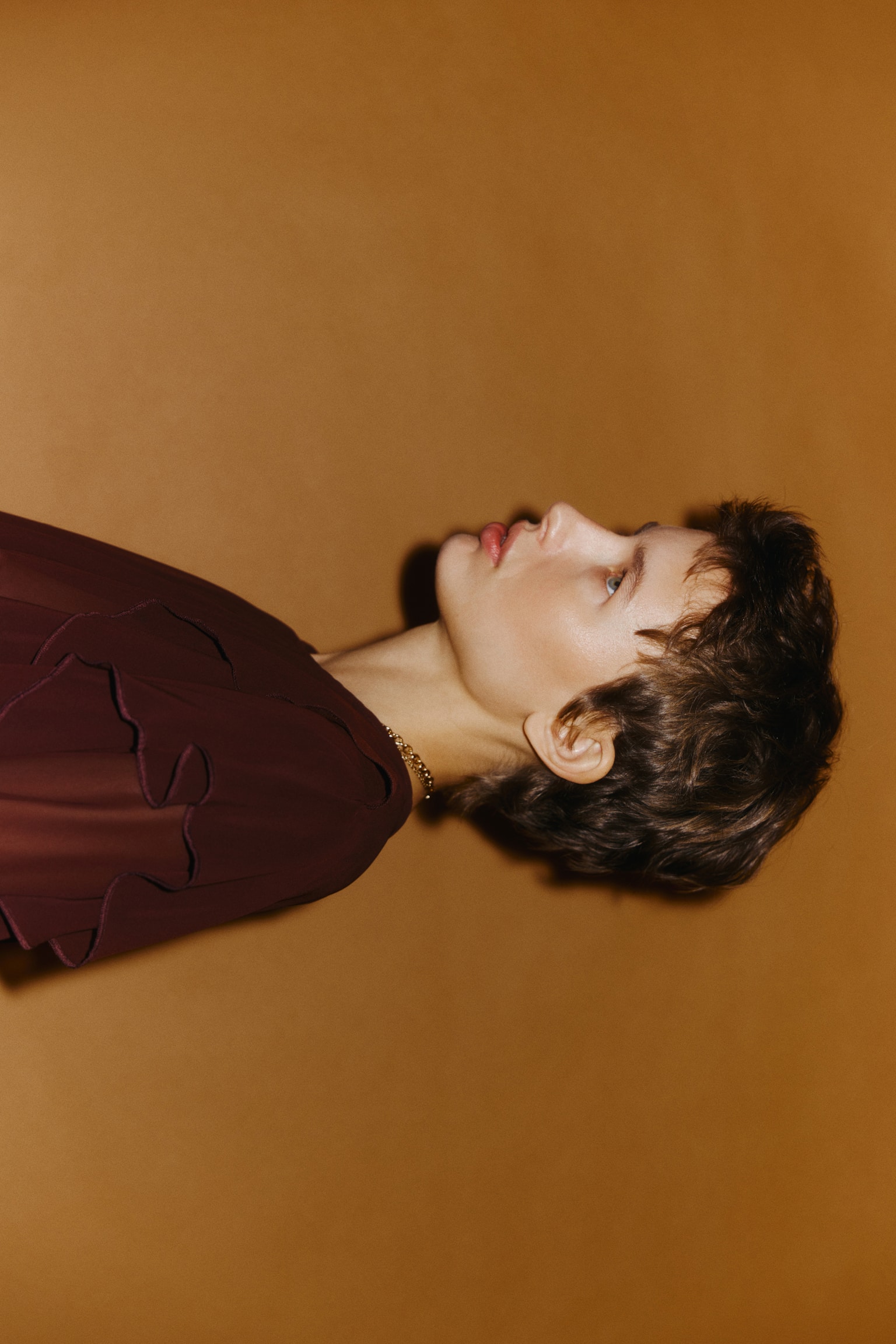 Camicetta trasparente con volant - Marrone scuro - 5