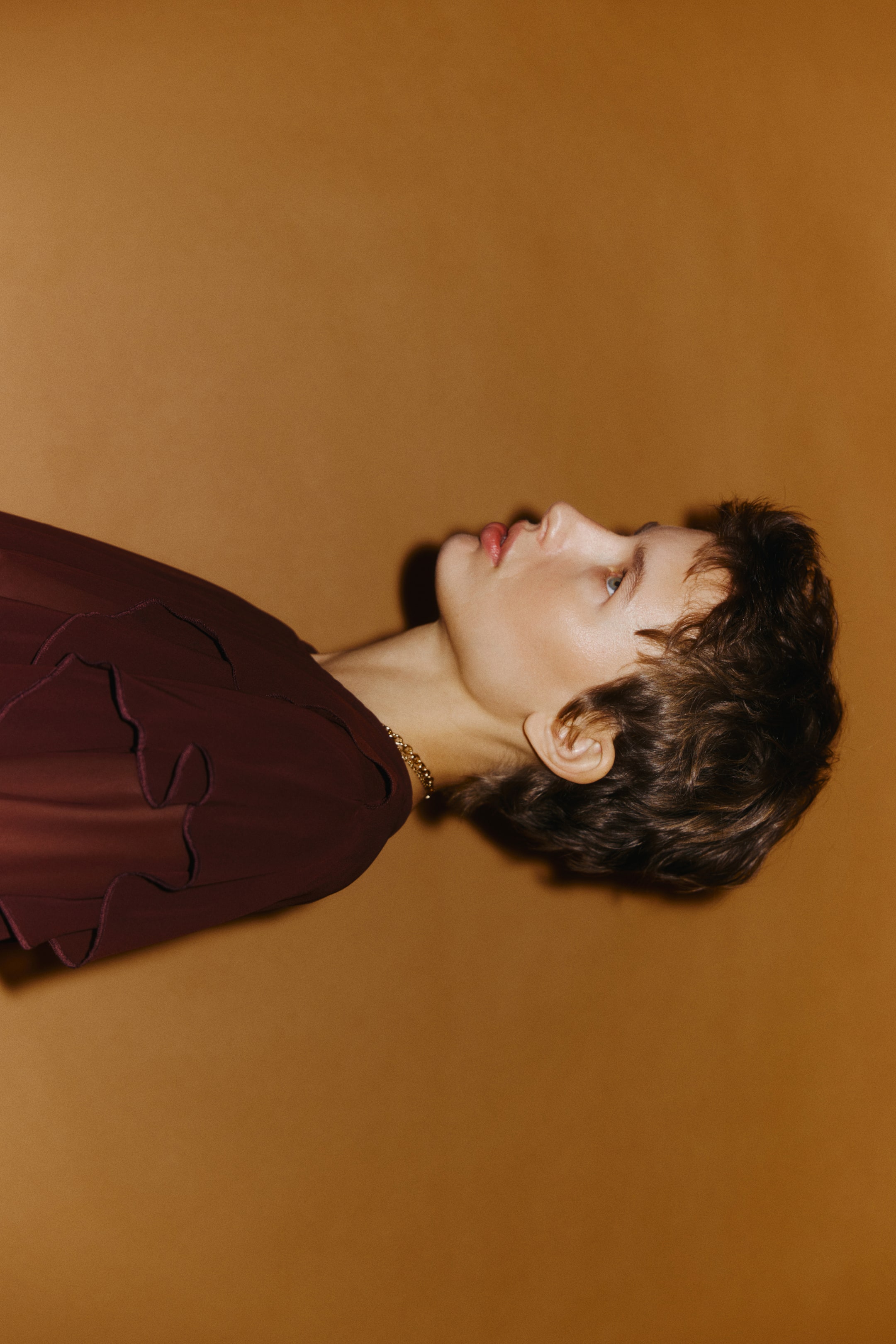 Sheer Flounce-Trimmed Blouse