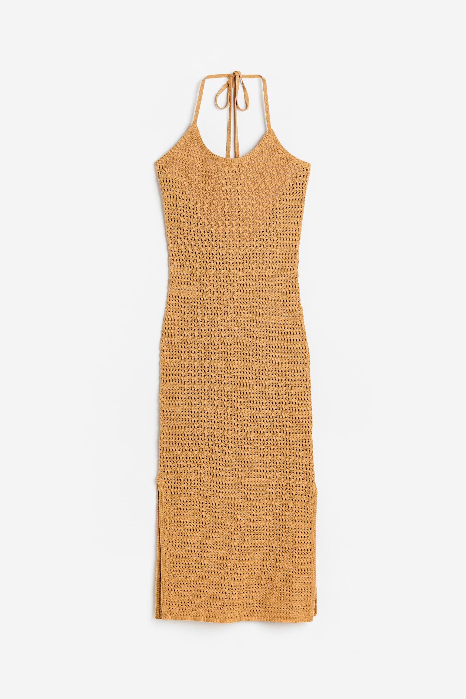 Crochet Look Dress - Mustard yellow - 1