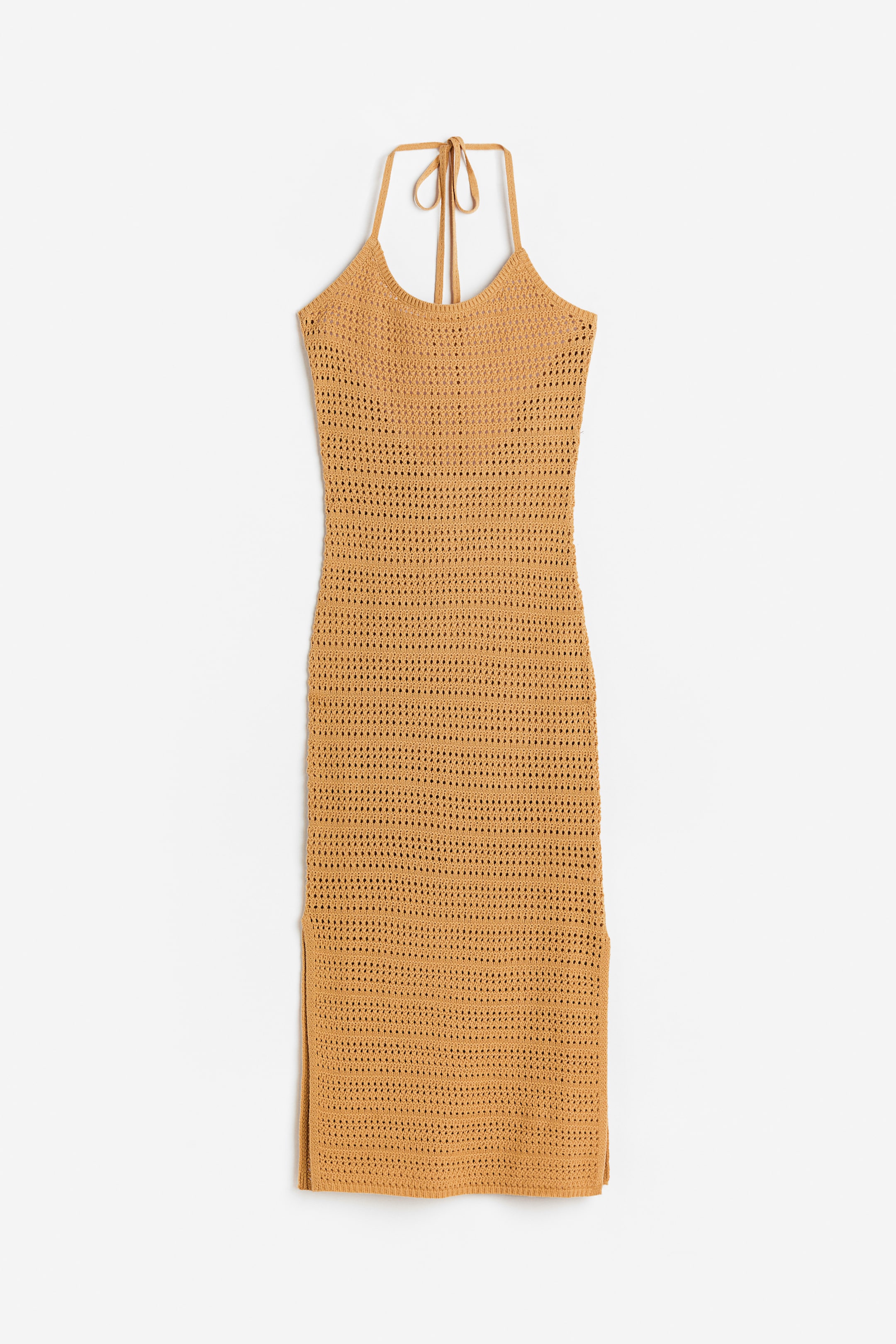 Crochetlook Dress Halterneck Sleeveless Mustard yellow Ladies