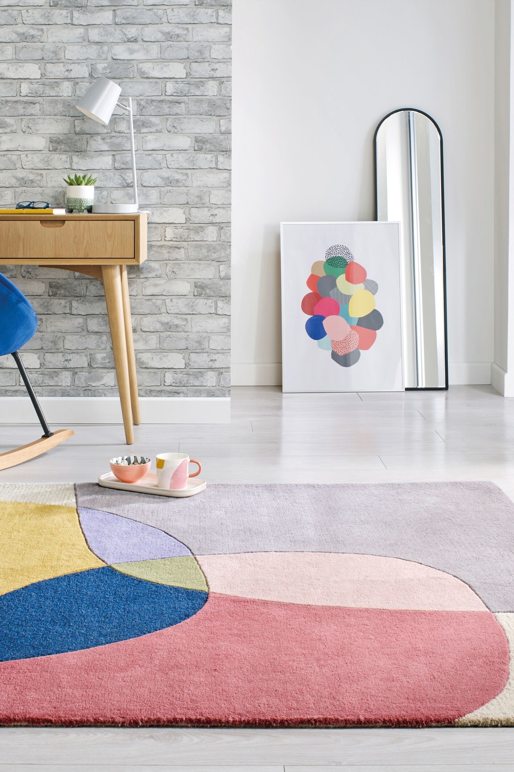 Tapis Moderne En Laine Glow - Multi/Ocre