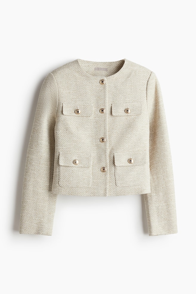 Chaqueta en tejido texturizado - Beige claro jaspeado/Crema - 1