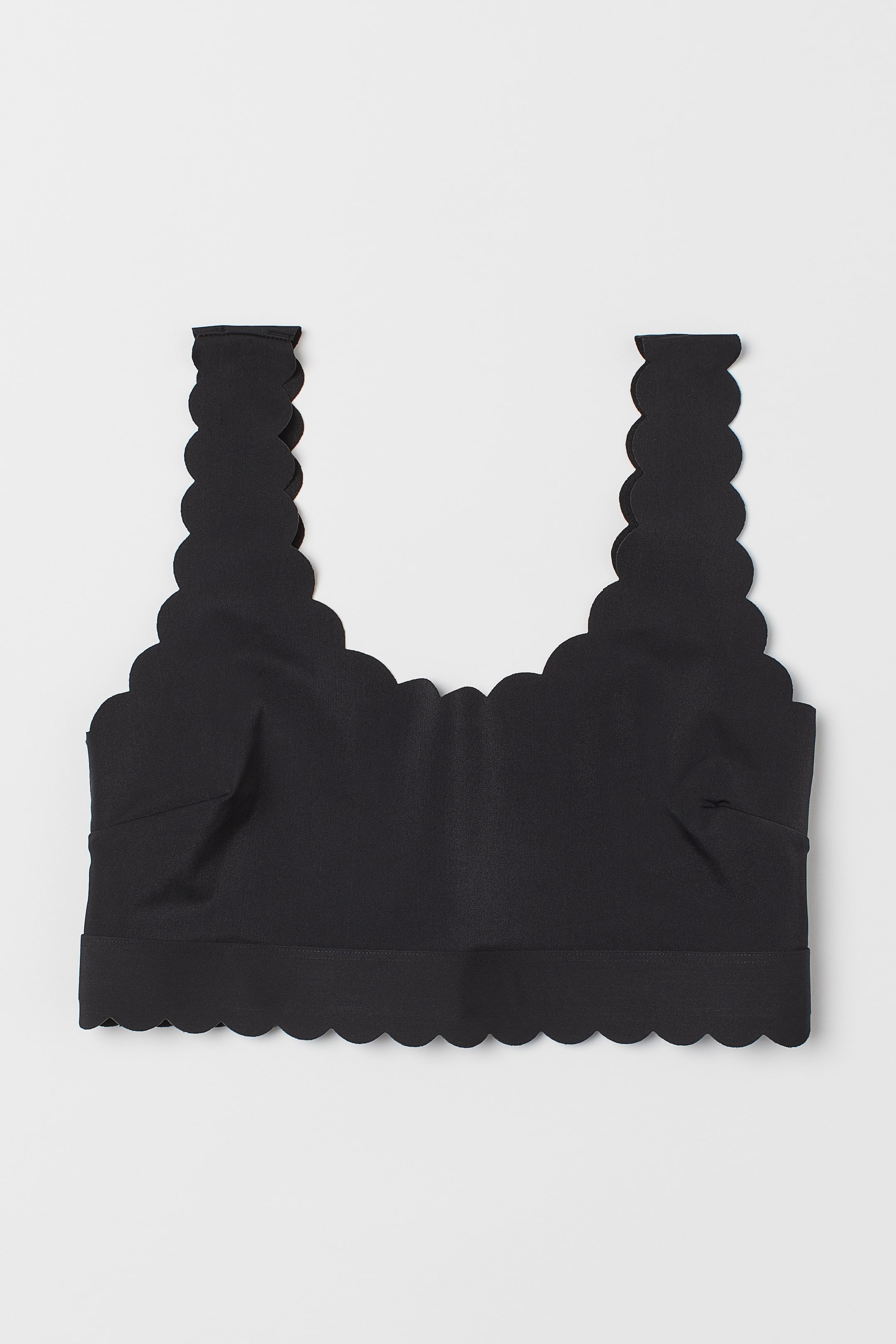 Scallop-trimmed bikini top - Black - Ladies | H&M GB