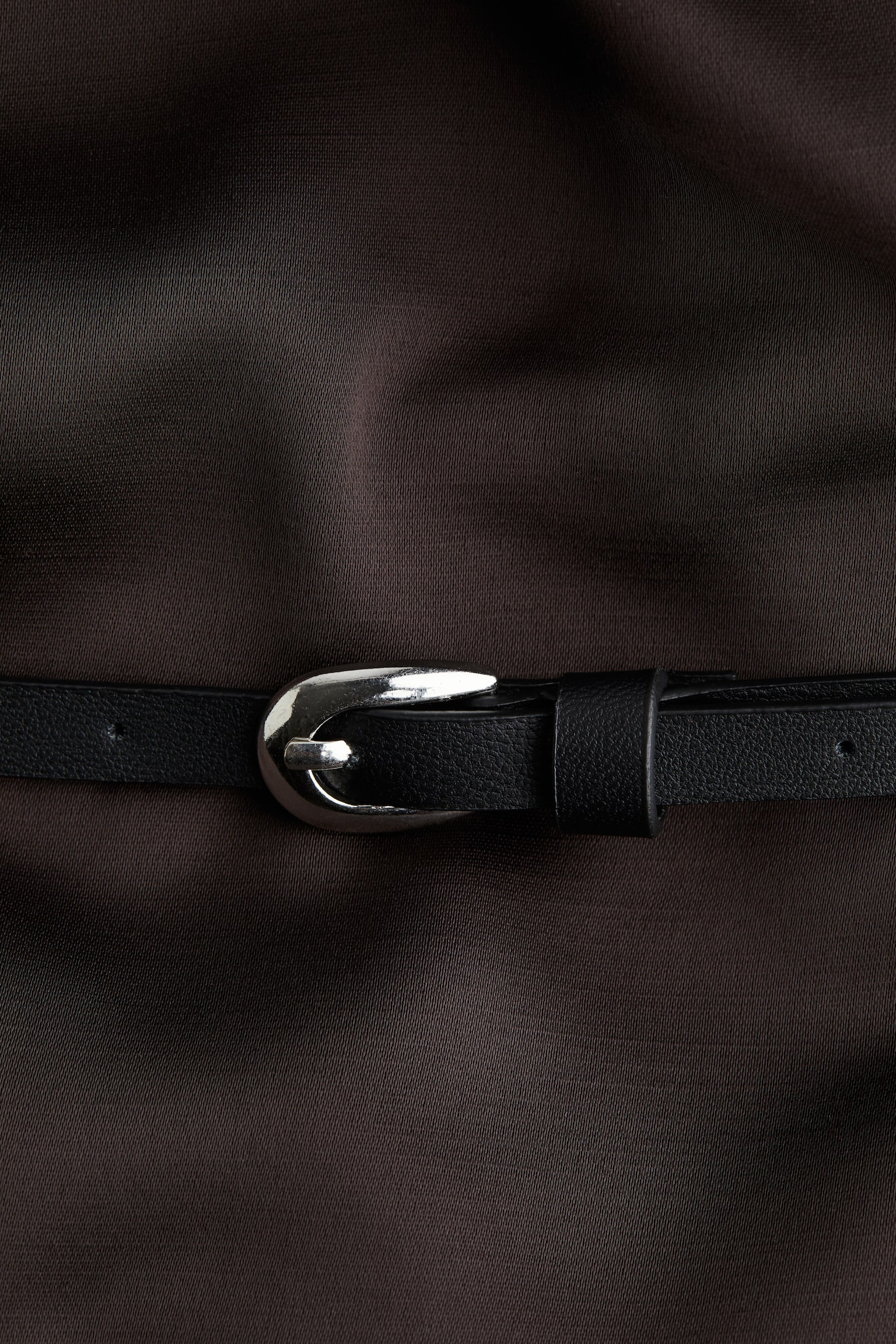 配腰帶直筒洋裝 - 深咖啡色/淺米色 - 5