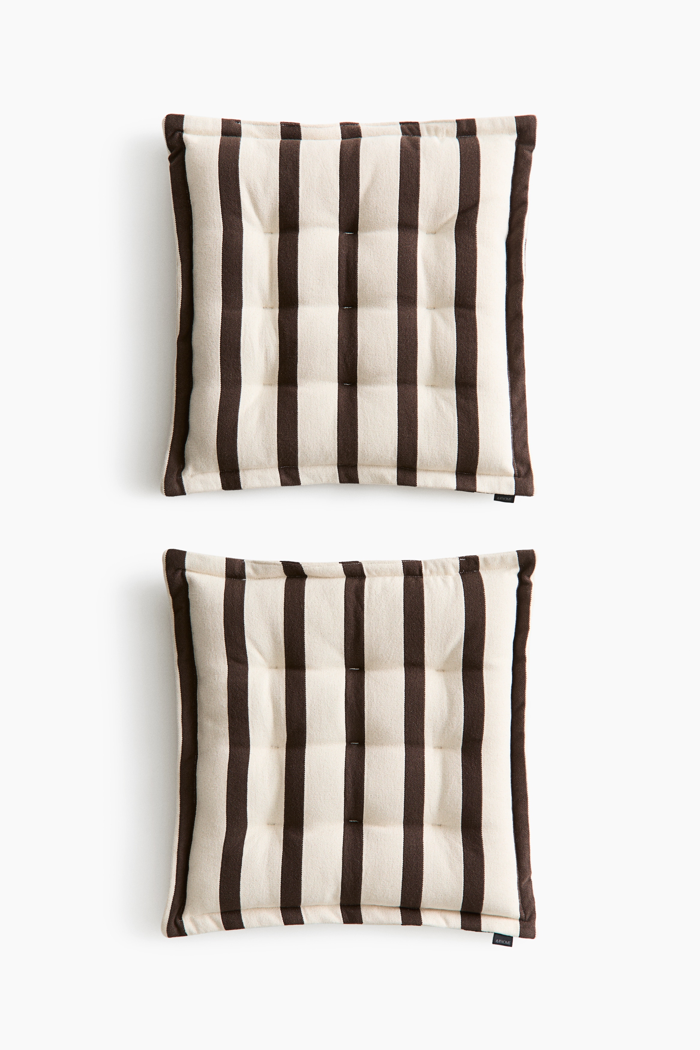 Lot de 2 coussins d'assise en coton - Brun foncé/rayé/Beige/rayé/Taupe/rayé