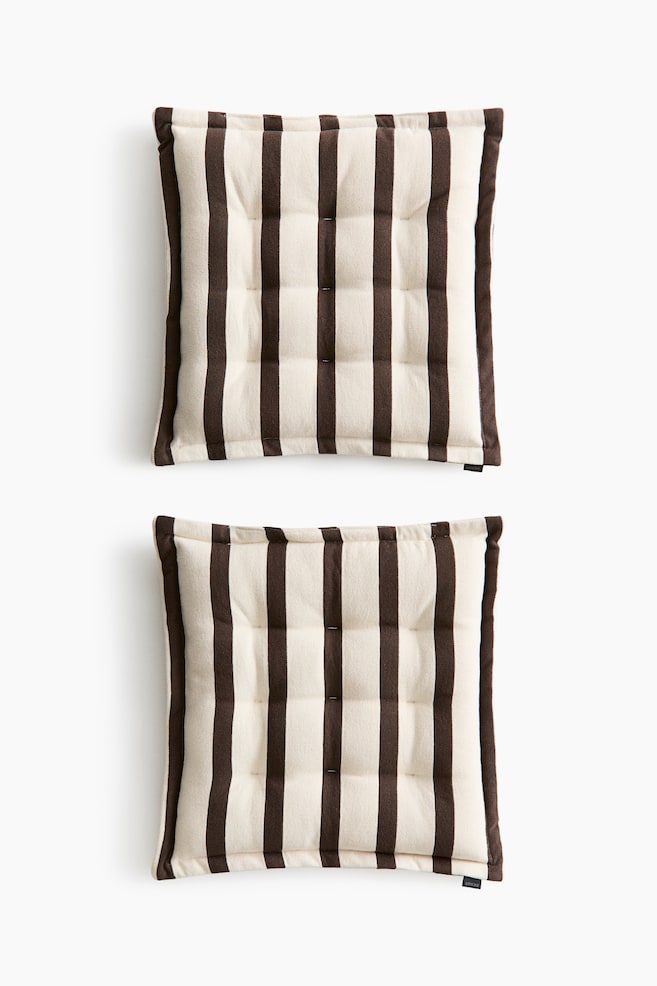2-Pack Cotton Seat Cushions - Dark brown/striped/Taupe/striped/Dusty blue/striped/Beige/striped - 1