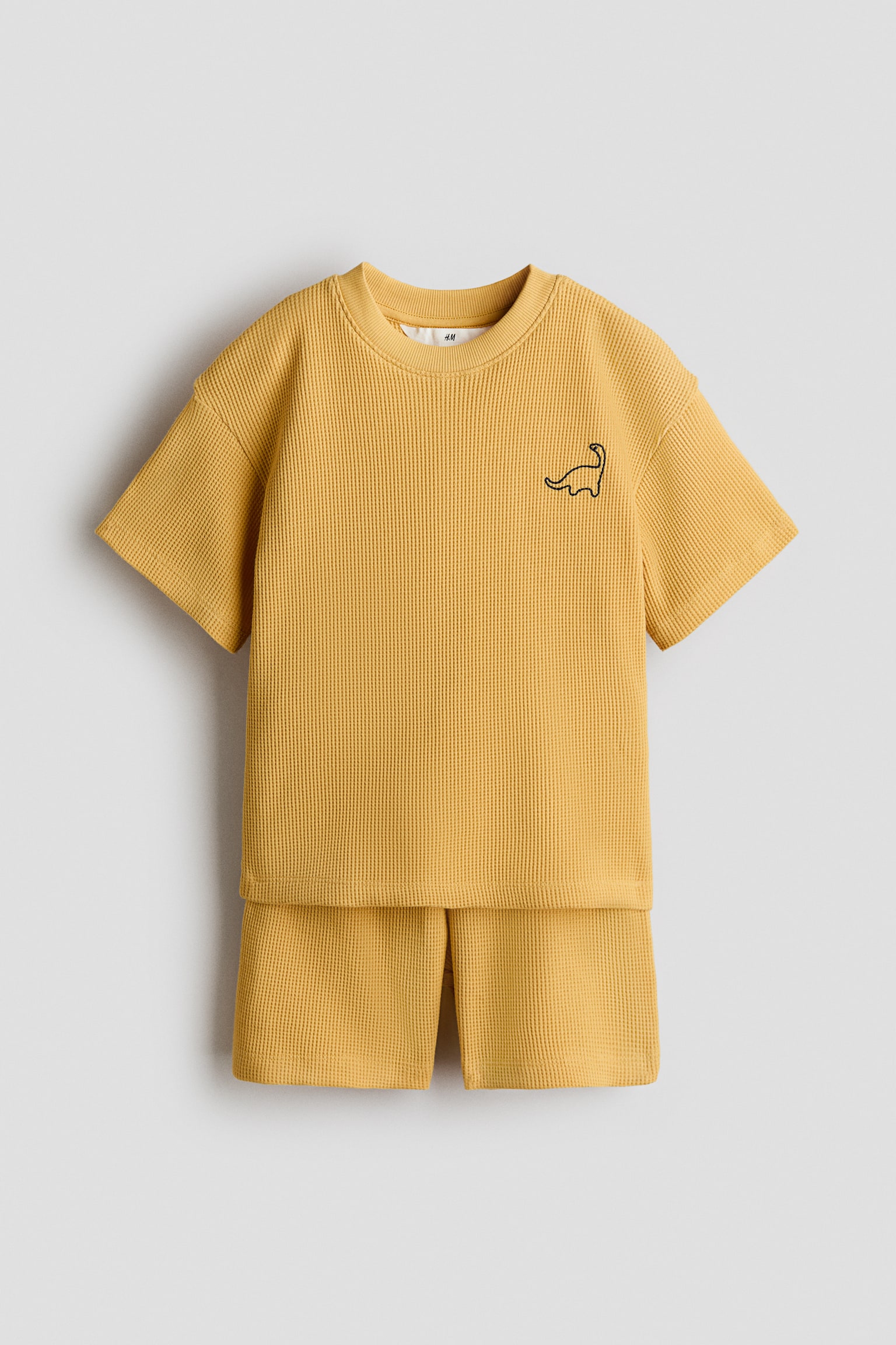 2-piece waffled jersey set - Yellow/Dinosaur
